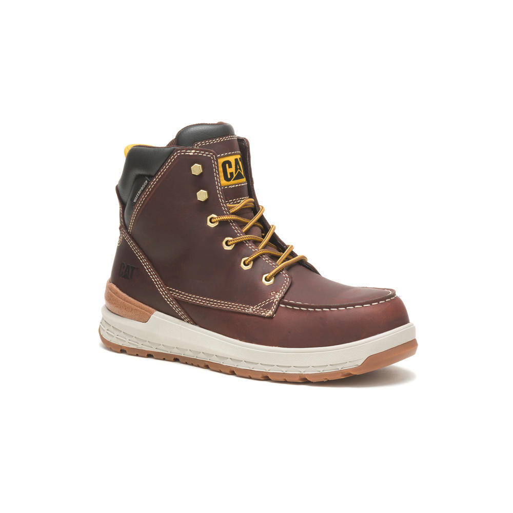 Impact Composite Toe Waterproof Work Boots for Men - Red Brown - Safety Shoes for Construction, Hiking & Outdoor Work