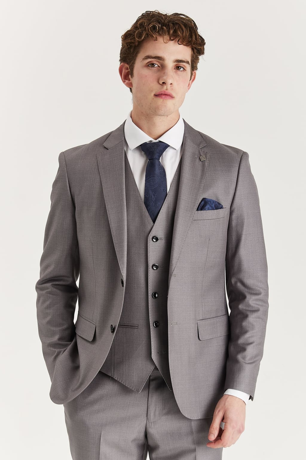Edward Grey Men's Three Piece Suit - Premium Slim Fit Business Suit for Weddings, Interviews & Formal Occasions
