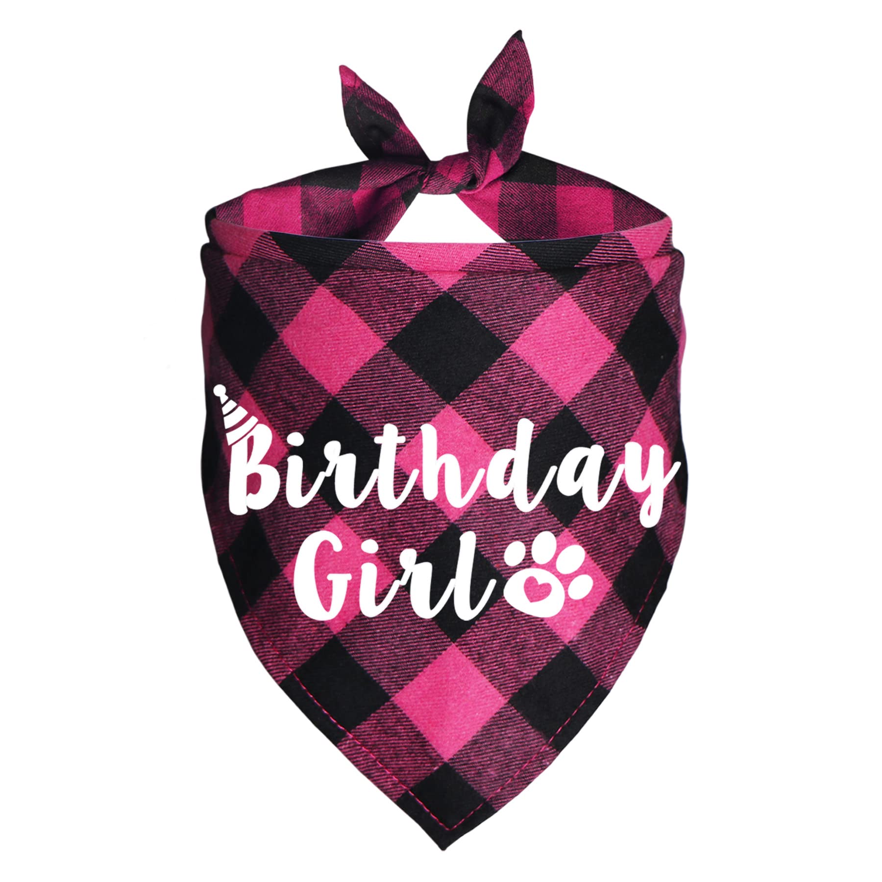 JOTFA Plaid Dog Birthday Bandana - Pink Pet Bandana for Birthday Party, Photo Shoot & Special Occasions | Dog Birthday Party Supplies & Accessories