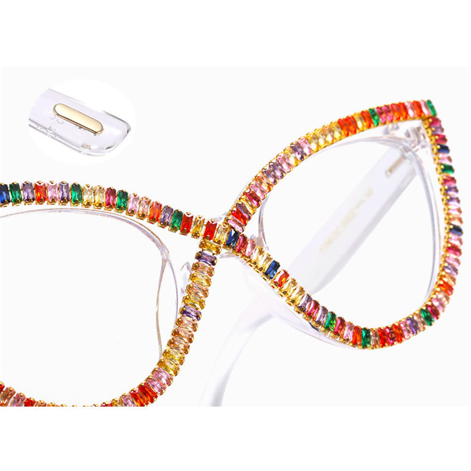 Willochra 2-Pack Cat Eye Reading Glasses with Rhinestone Frame - Blue Light Blocking & Anti-Glare Readers for Women - Perfect for Office, Reading & Computer Use