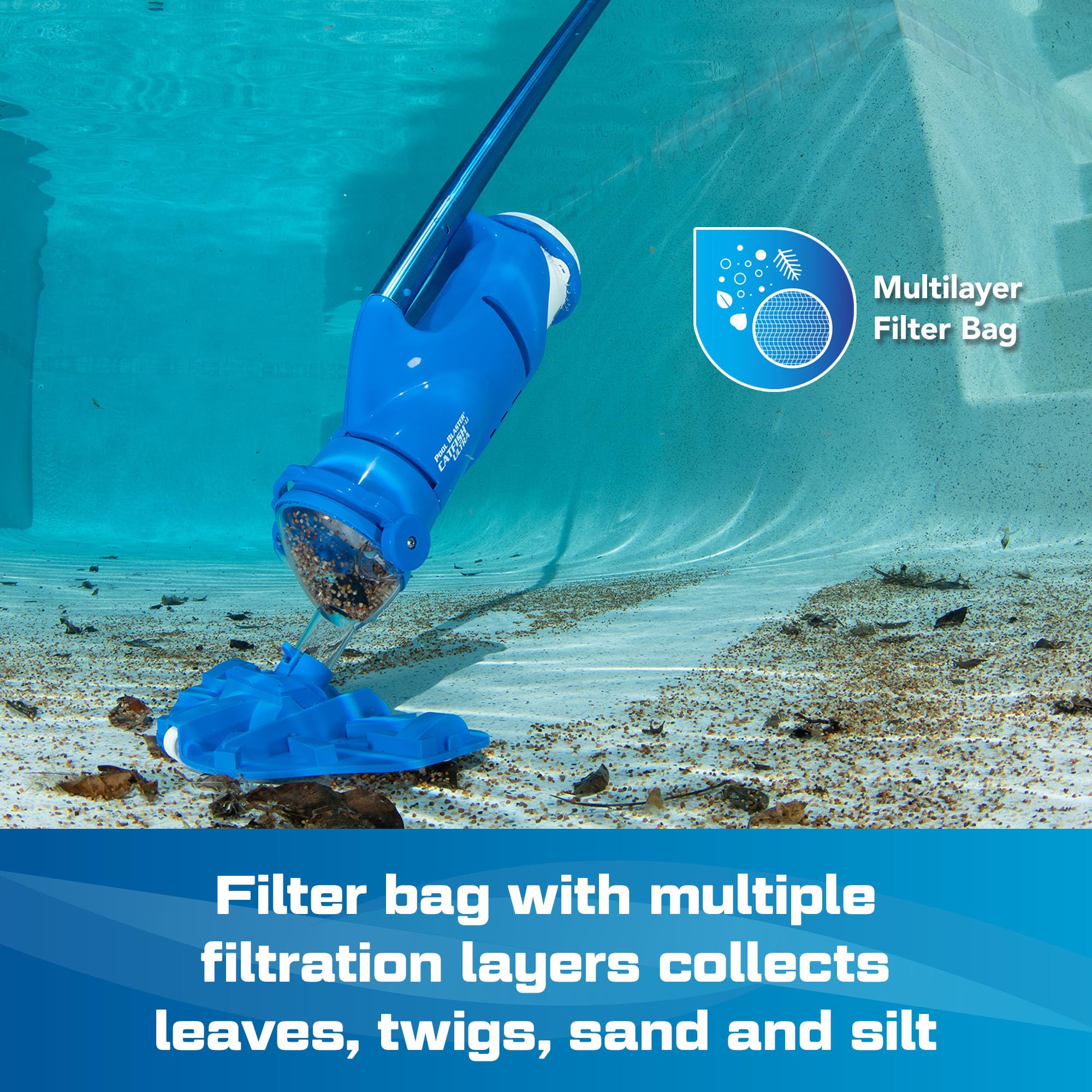 POOL BLASTER Catfish Ultra Rechargeable Battery-Powered Pool Cleaner - Ideal for In-Ground & Above Ground Pools to Remove Leaves, Dirt, Sand & Silt | Perfect for Weekly Pool Maintenance and Quick Cleanups