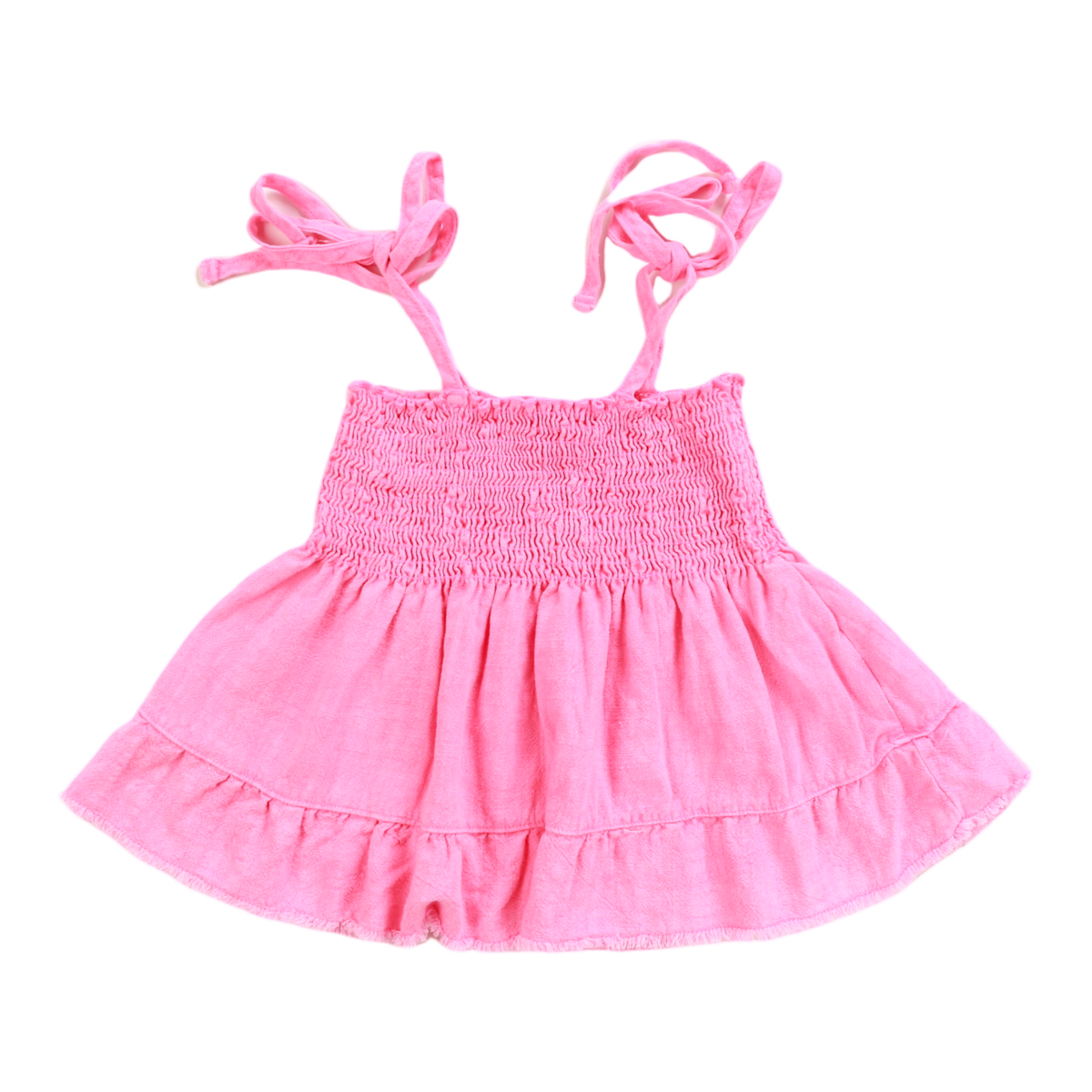 T2Love Women's Hot Pink Smock Top with Ties - Casual Flowy Blouse for Summer, Beach, and Everyday Wear