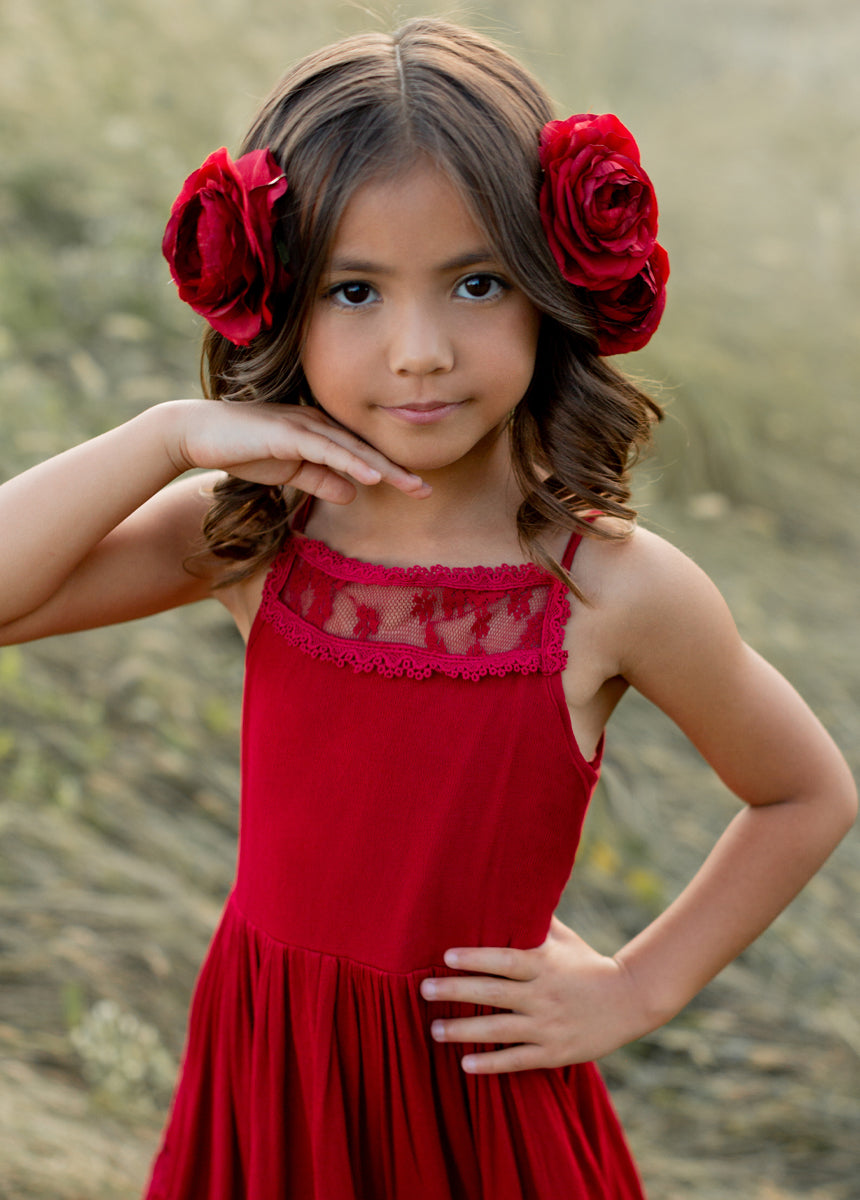 Catrin Women's Dress in Crimson Red - Elegant & Comfortable for Parties, Weddings & Special Occasions