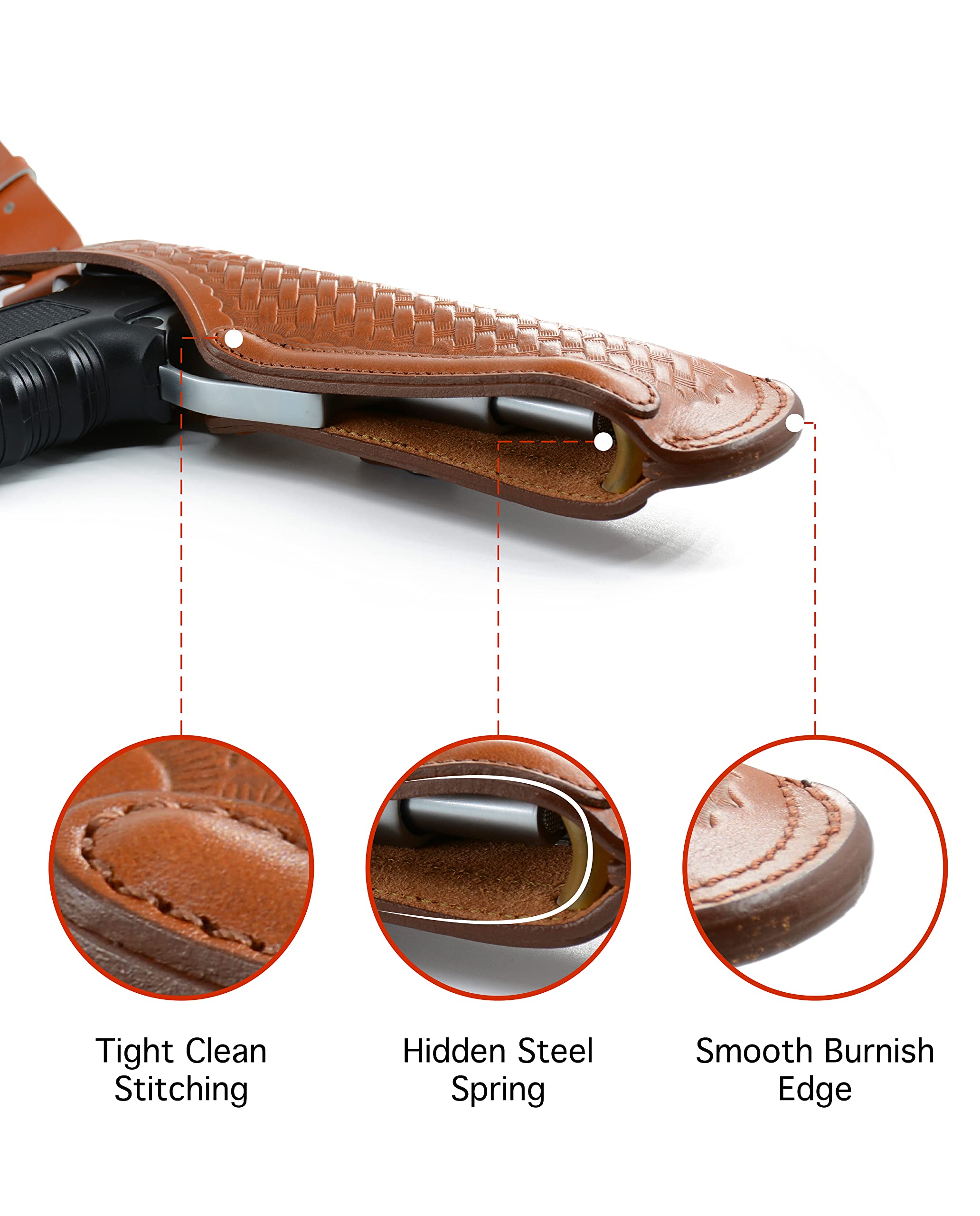 Handmade Basketweave Leather Shoulder Holster for Colt 1911 with Double Magazine Pouch - Concealed Carry, Tactical Use & Outdoor Shooting Accessories