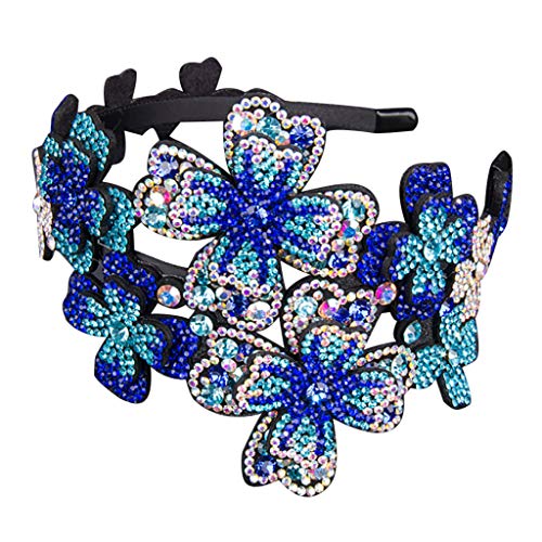 Sparkly Crystal Hair Clips for Girls - Shiny Diamond Hair Hoop Headbands & Hair Accessories (Blue, One Size) - Perfect for Parties, Weddings & Everyday Wear