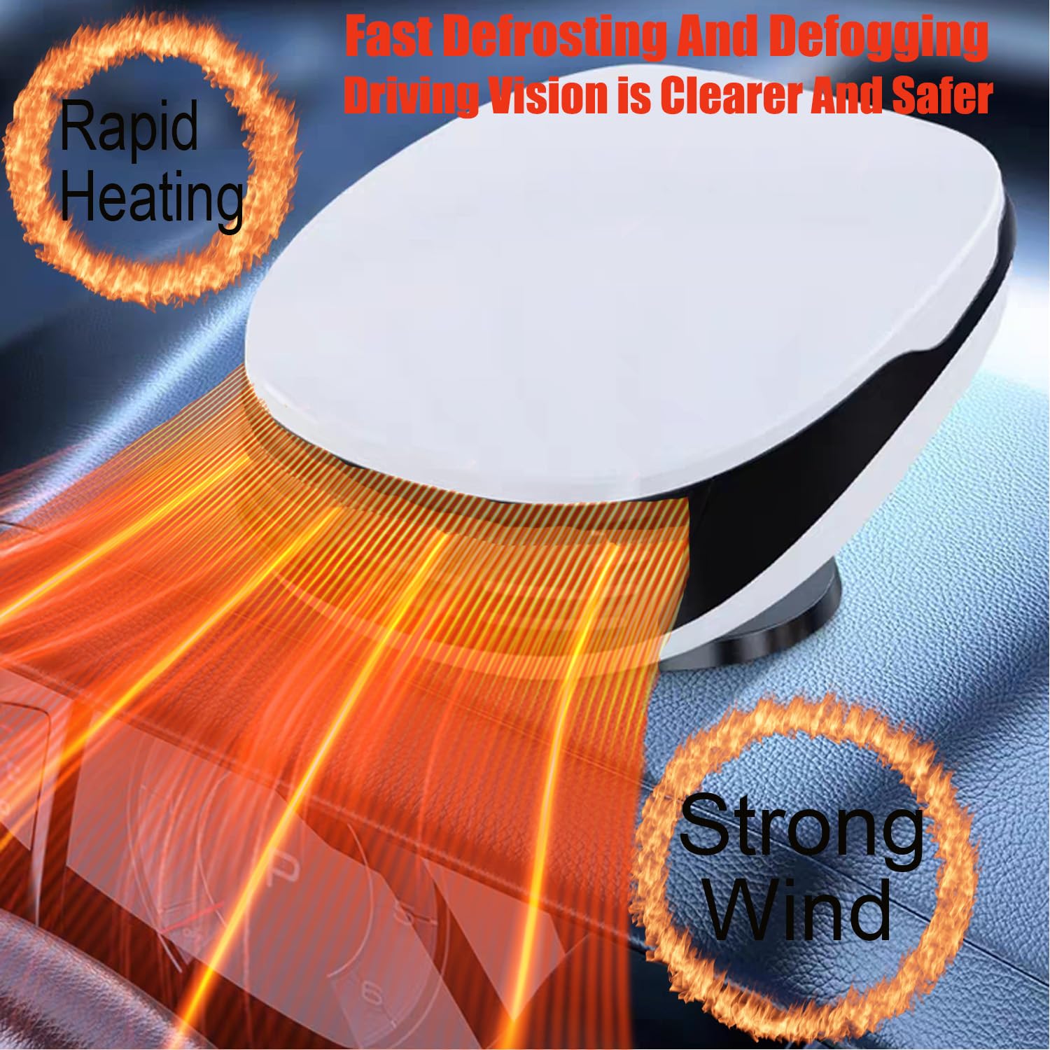 12V Portable Car Heater & Defroster - Dual Function Fast Heating & Cooling Windshield Defogger for Cars, Trucks, SUVs - Plugs into Cigarette Lighter (White) | Perfect for Winter Driving, Road Trips & Emergency Vehicle Heating