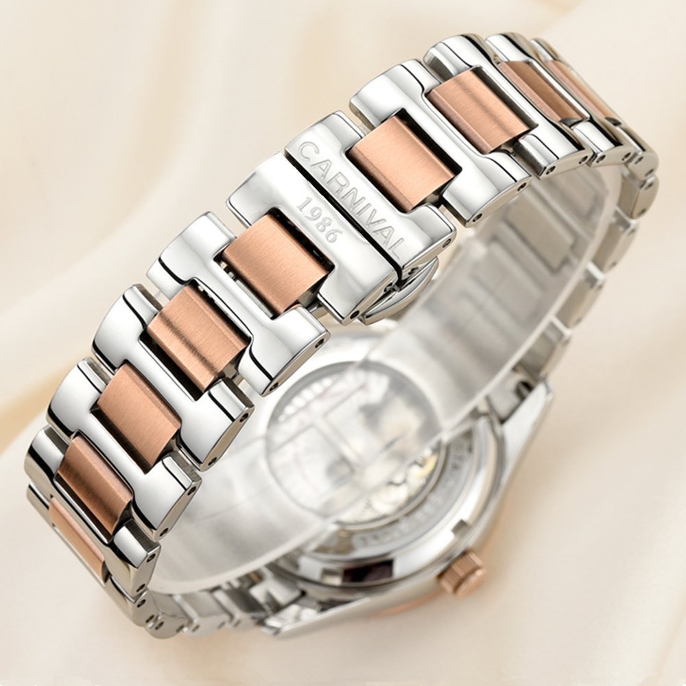 Luxury Automatic Watch for Men & Women - Two-Tone Stainless Steel Couple's Watch with Self-Winding Movement | Perfect for Date Nights, Anniversaries & Formal Events