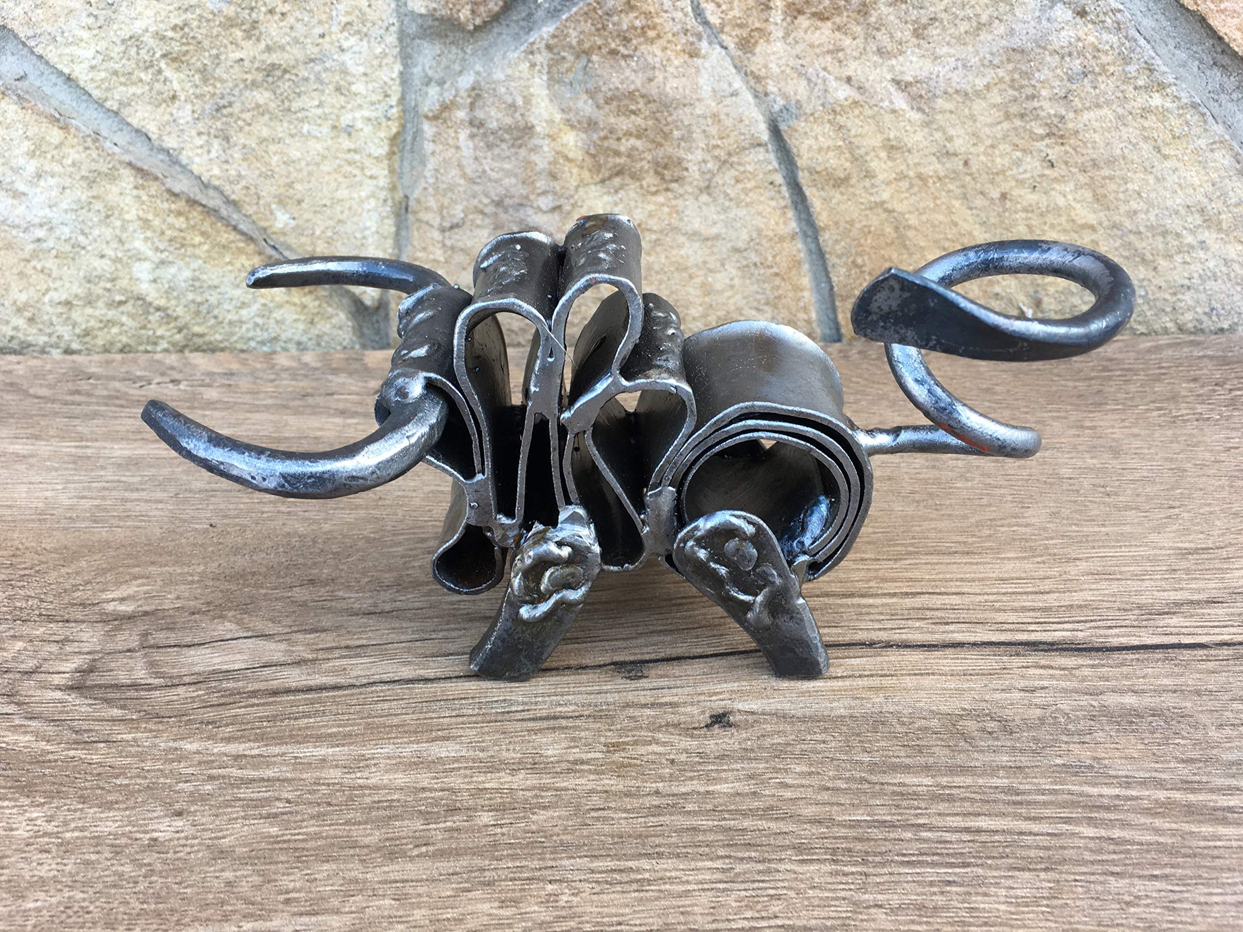 Hand Forged Iron Bull Sculpture - Unique 5th Anniversary Gift for Him, Steel Animal Statue for Home & Office Decor - Perfect Gift for Animal Lovers, Cowboy Enthusiasts & Rustic Home Decor