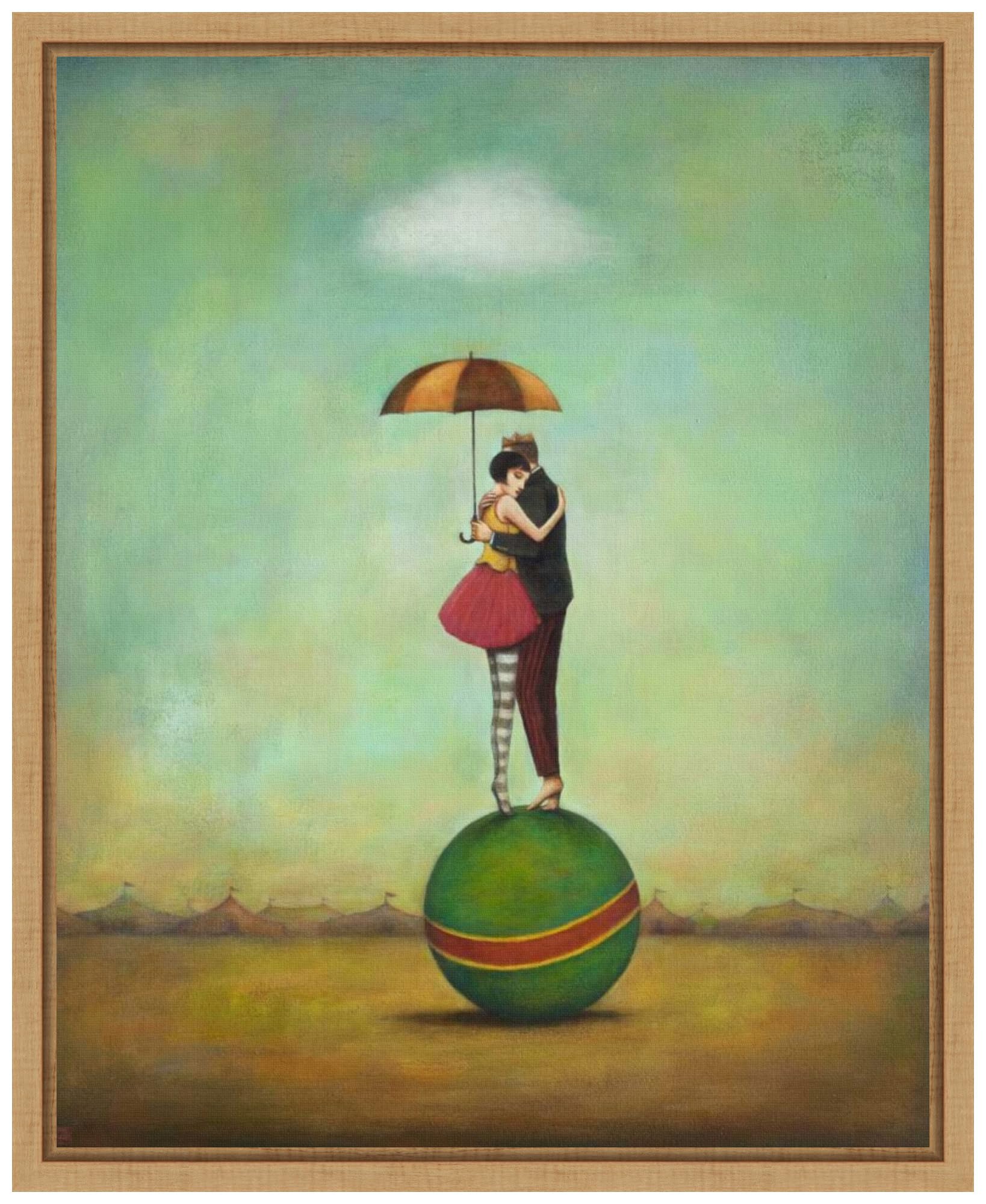 Amanti Art Framed Canvas Wall Art 20x16 - Circus Romance by Duy Huynh, Modern Framed Wall Decor, Small Poster Painting for Living Room, Bedroom, Bathroom & Kitchen - Perfect for Home, Office & Gift Giving