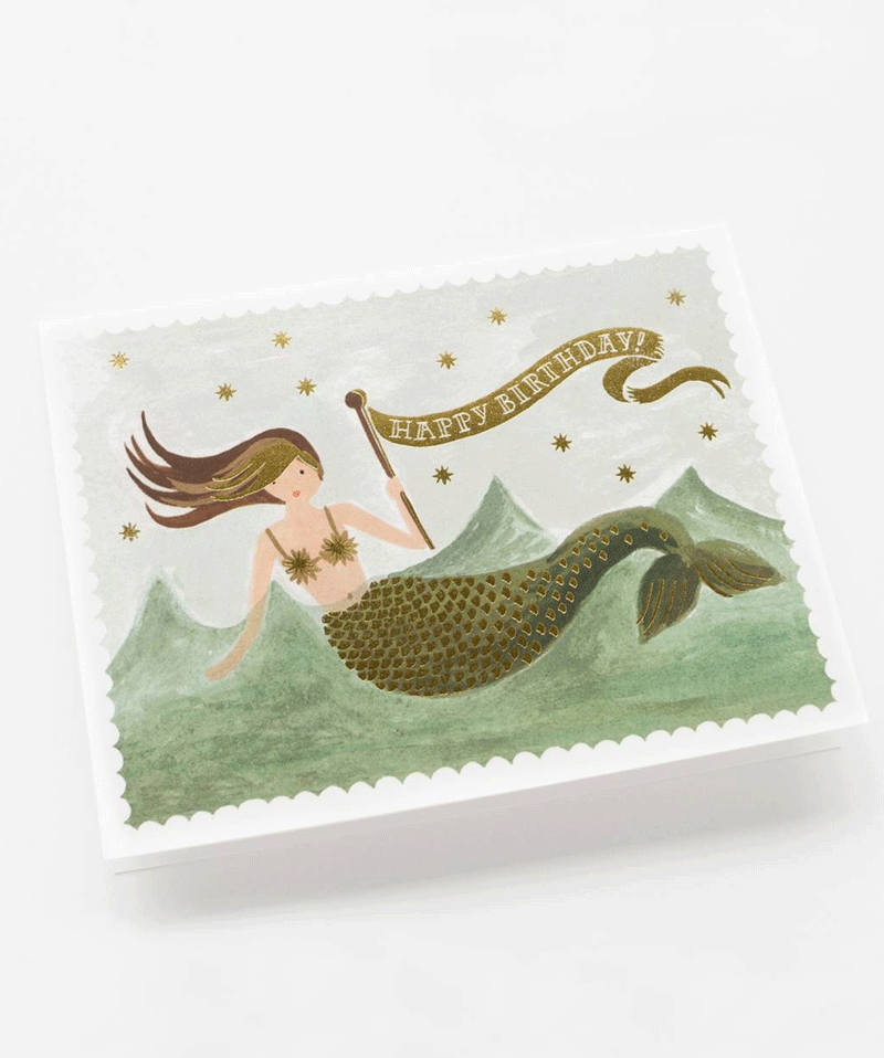 Vintage Mermaid Greeting Card by Rifle Paper Co - Perfect for Birthdays, Anniversaries & Special Occasions