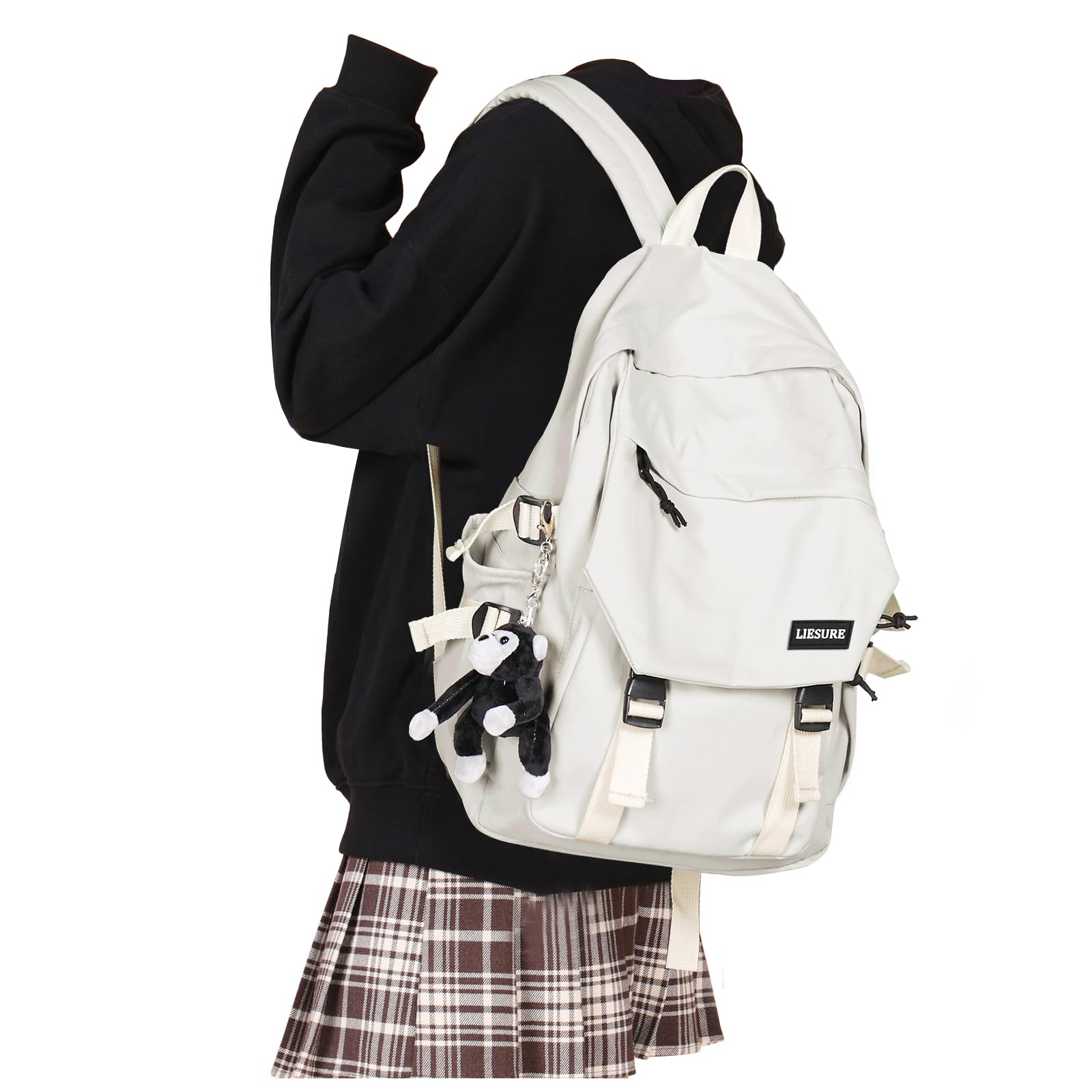 Lightweight Water-Resistant School Backpack for Men & Women - Casual Daypack, College Laptop Bag, Travel Rucksack & Sports Bookbag for High School & Middle School Students (White) - Perfect for Daily Commute, Campus Life & Outdoor Activities