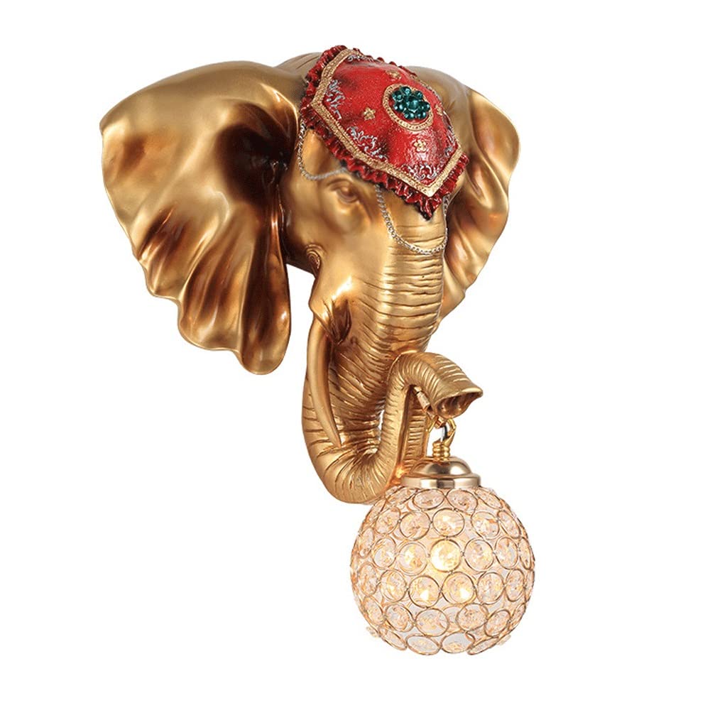 Rustic Elephant Wall Lamp - Handcrafted Animal Decorative Wall Sconce, Unique Indoor Lighting Fixture for Farmhouse, Bedroom, Living Room & Bathroom Decor | Perfect for Hallway, Nursery and Cozy Home Ambiance