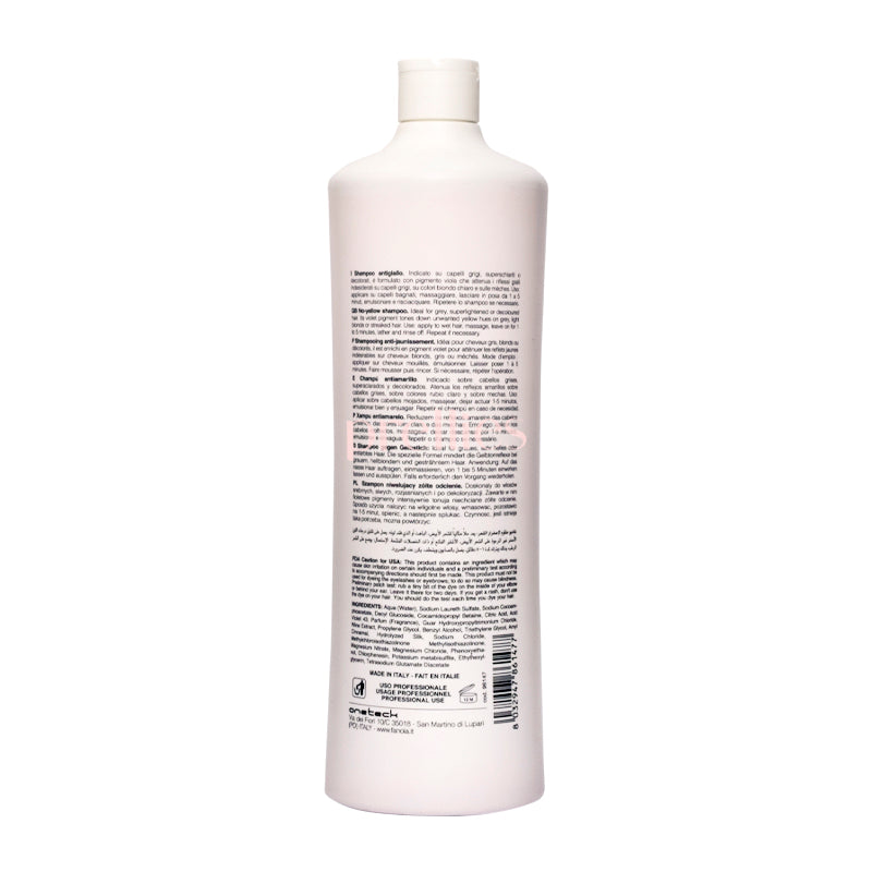 Fanola No Yellow Shampoo 1000ml - Purple Toning Shampoo for Blonde & Gray Hair - Neutralizes Brassiness & Enhances Cool Tones - Perfect for Salon & Home Use