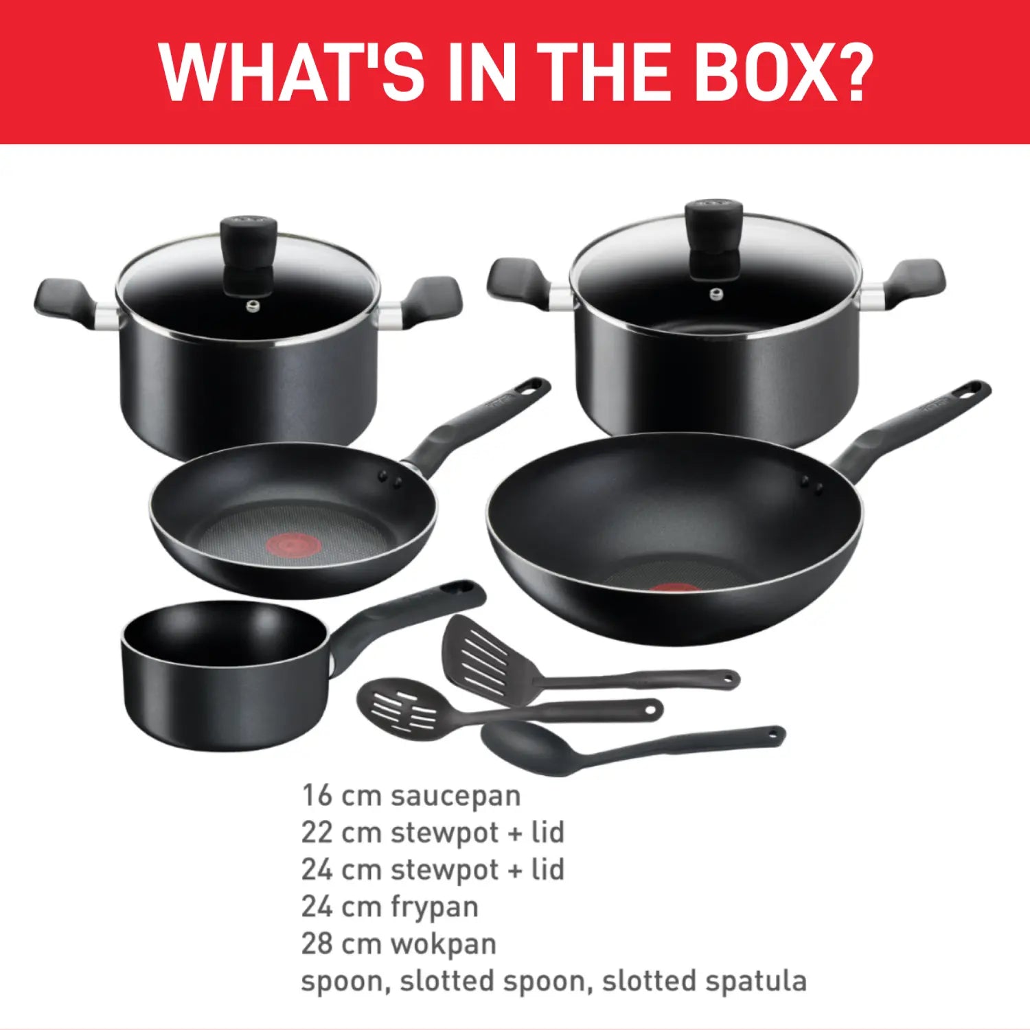 Tefal Super Cook Non-Stick 5-Piece Cookware Set with Utensils - Perfect for Frying, Sautéing & Everyday Cooking in Modern Kitchens