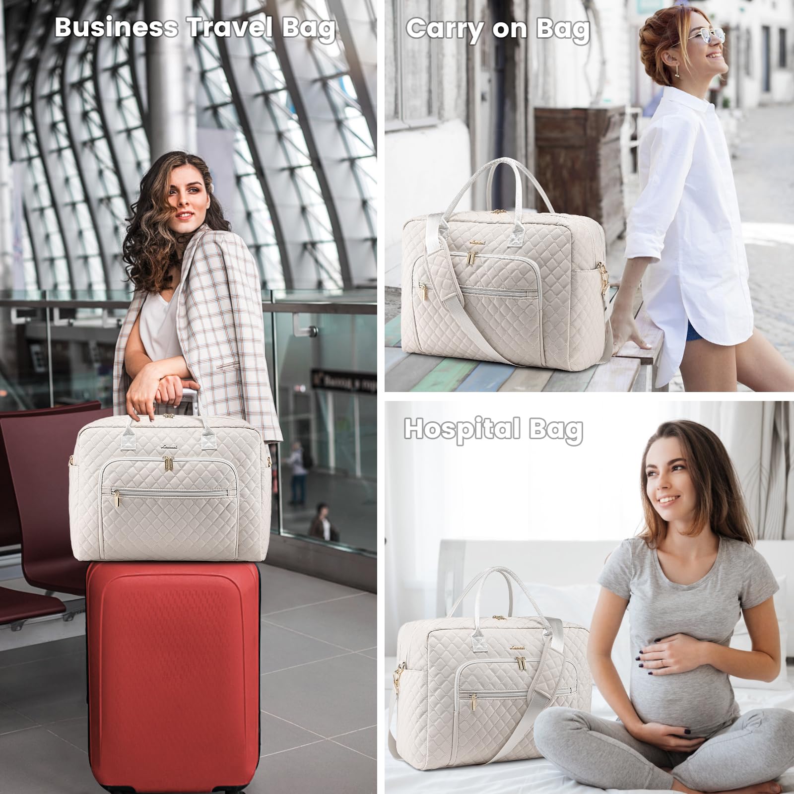 **LOVEVOOK Women's Travel Duffle Bag - Waterproof Weekender Overnight Bag with Toiletry & Shoe Compartment, Laptop Pocket - Perfect for Gym, Yoga, Hospital & Labor Delivery - Ideal for Weekend Getaways, Business Trips & Outdoor Adventures**