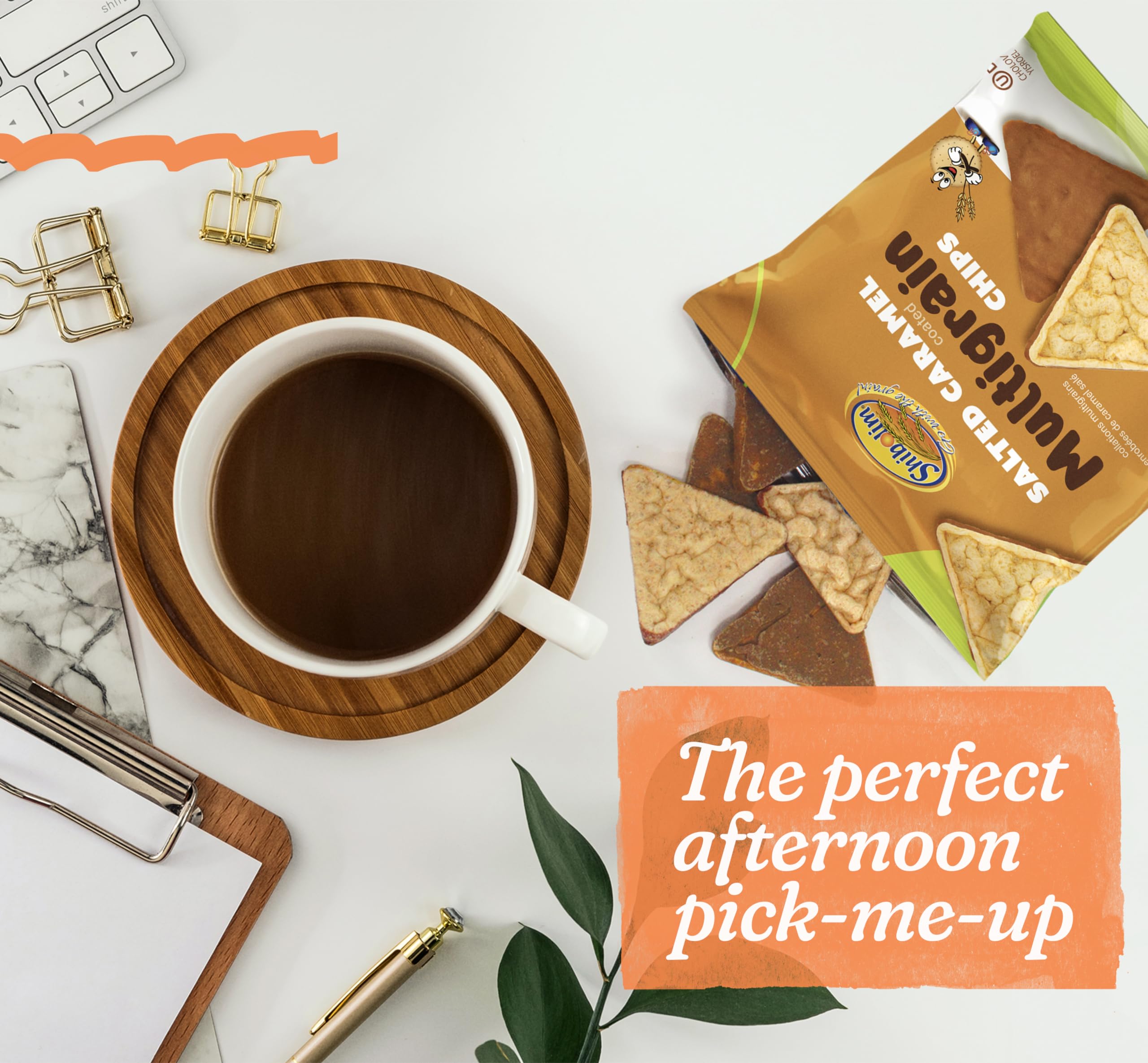 Shibolim Multigrain Salted Caramel Rice Chips - Gluten Free, Low Calorie Snack, Chocolate Rice Cakes, 1.14oz (4 Pack) | Perfect for Office Snacks, Healthy Dessert & On-the-Go Treats