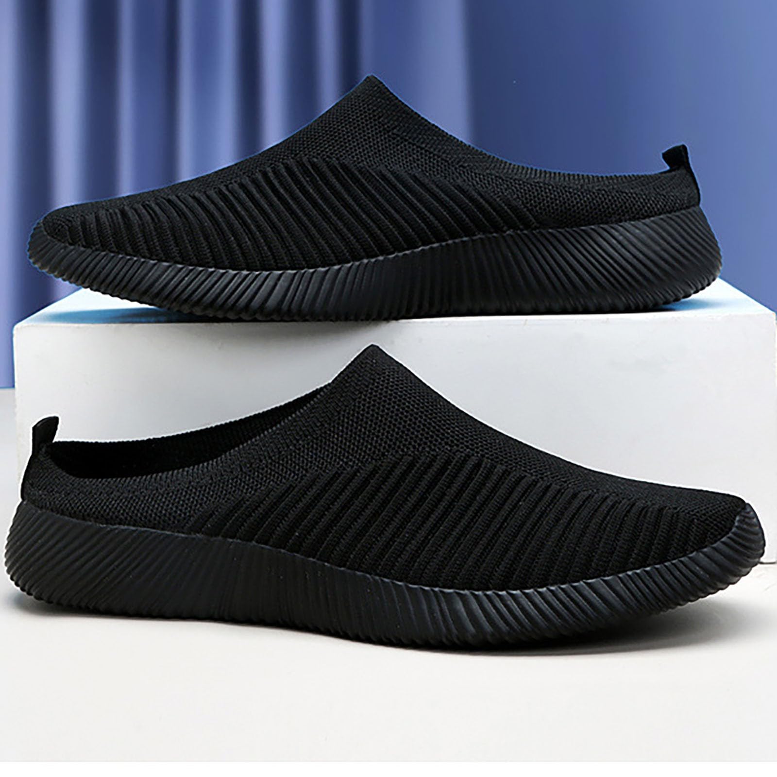 Breathable Backless Slip-On Mesh Sneakers for Women & Men - Lightweight Running Shoes, Casual Fashion Loafers with Platform Design - Perfect for Gym, Workout, Walking & Daily Wear (White, 2025)