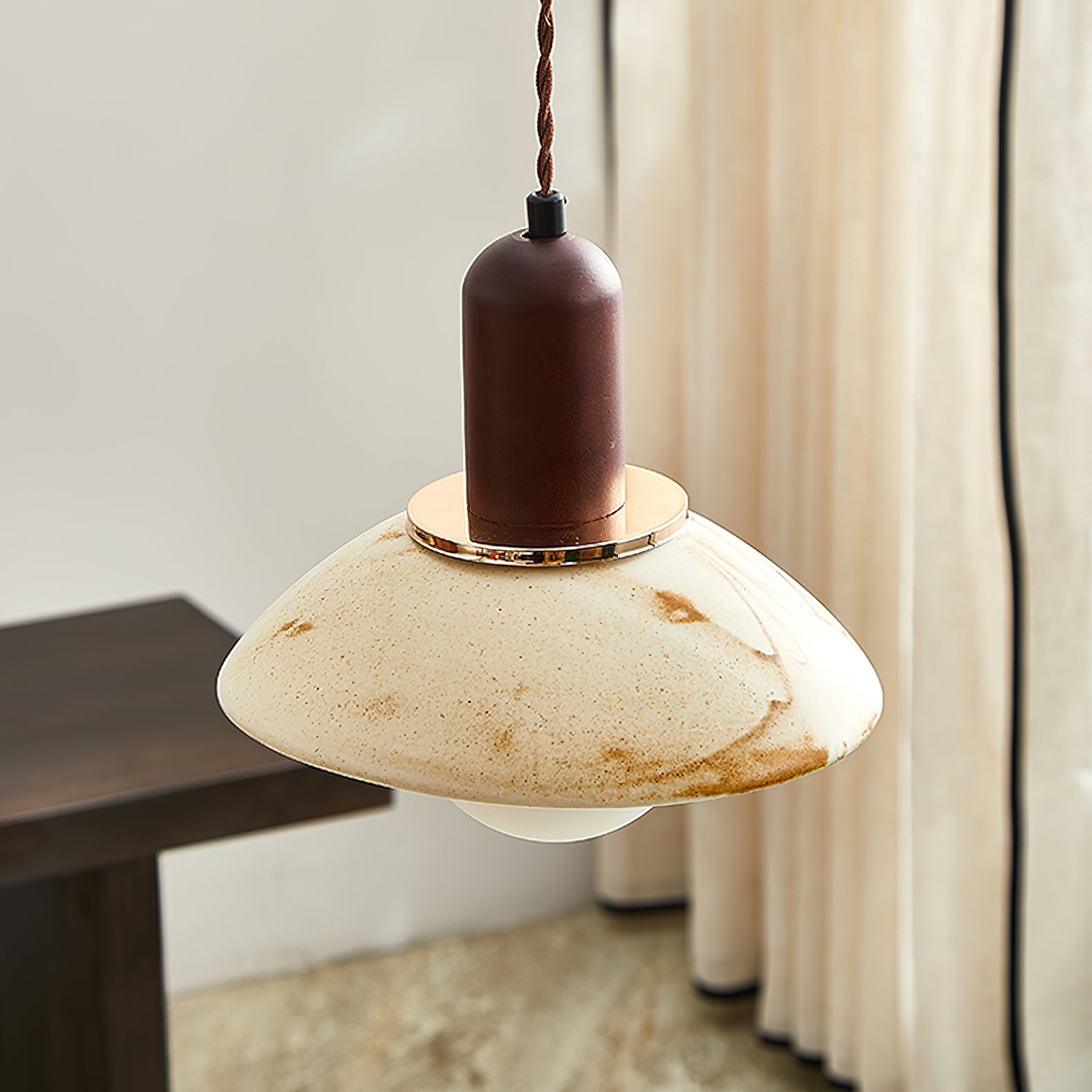 Handmade Ceramic Pendant Light with Cup Lid Design - Modern Boho Ceiling Fixture for Kitchen, Dining Room & Cafe Decor