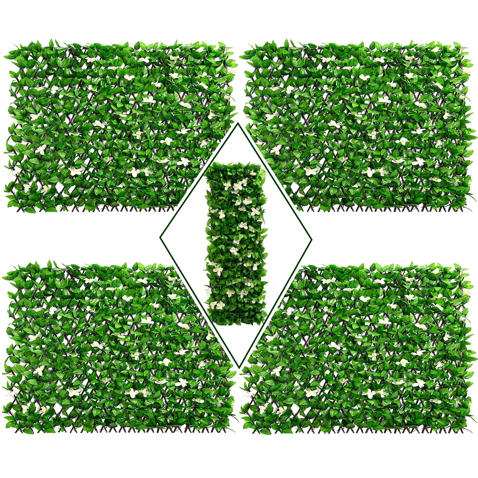 DOEWORKS Expandable Fence Privacy Screen for Balcony, Patio, Outdoor - Faux Ivy Fencing Panel for Garden, Backyard, Home Decor (4 Pack) - Perfect for Creating Private Outdoor Spaces and Enhancing Landscape Design