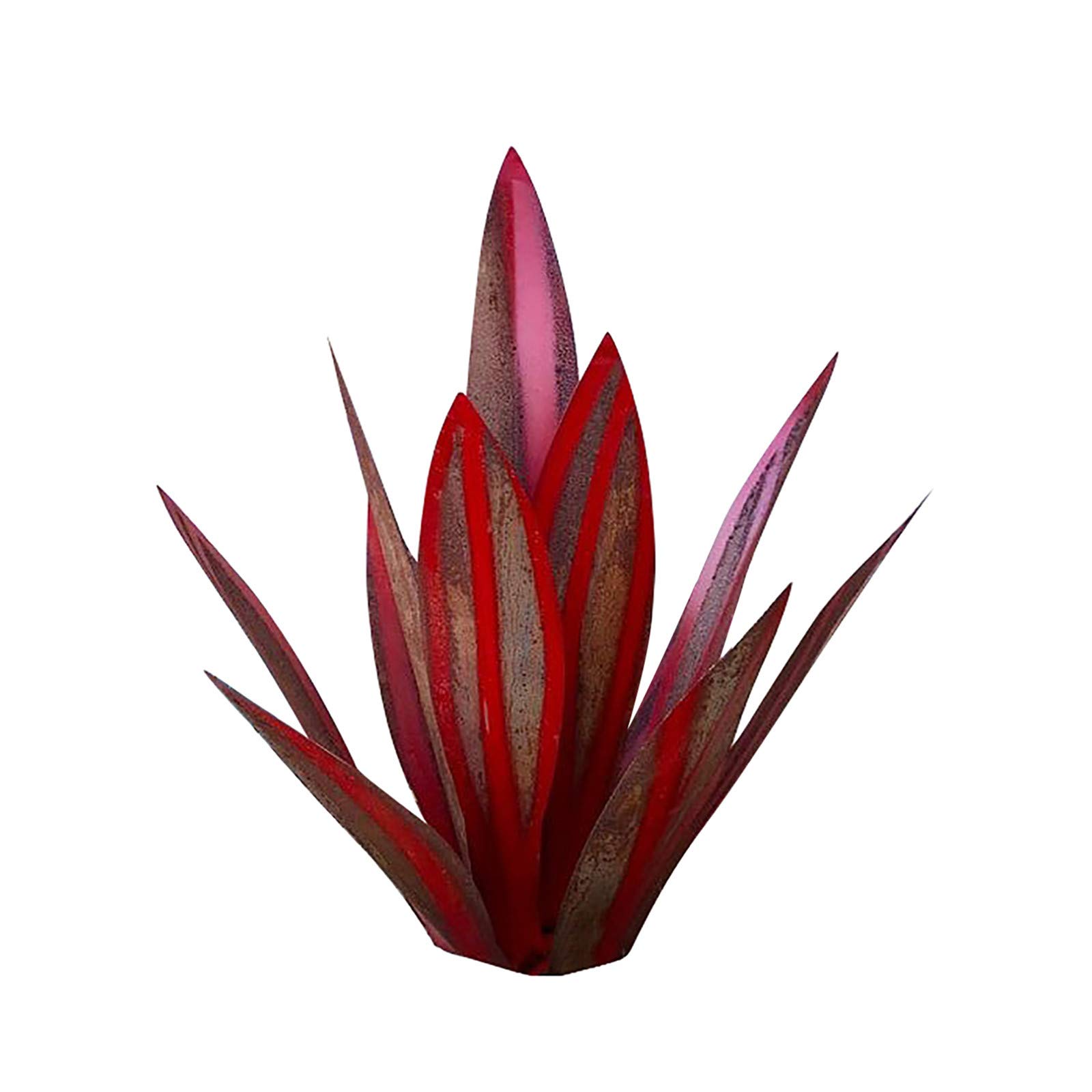 Rustic Metal Tequila Leaf Garden Sculpture - 11 Inch Handmade Home Decor for Yard, Tabletop & Indoor Use | Unique Glass Tree Art for Patio, Living Room & Outdoor Decor