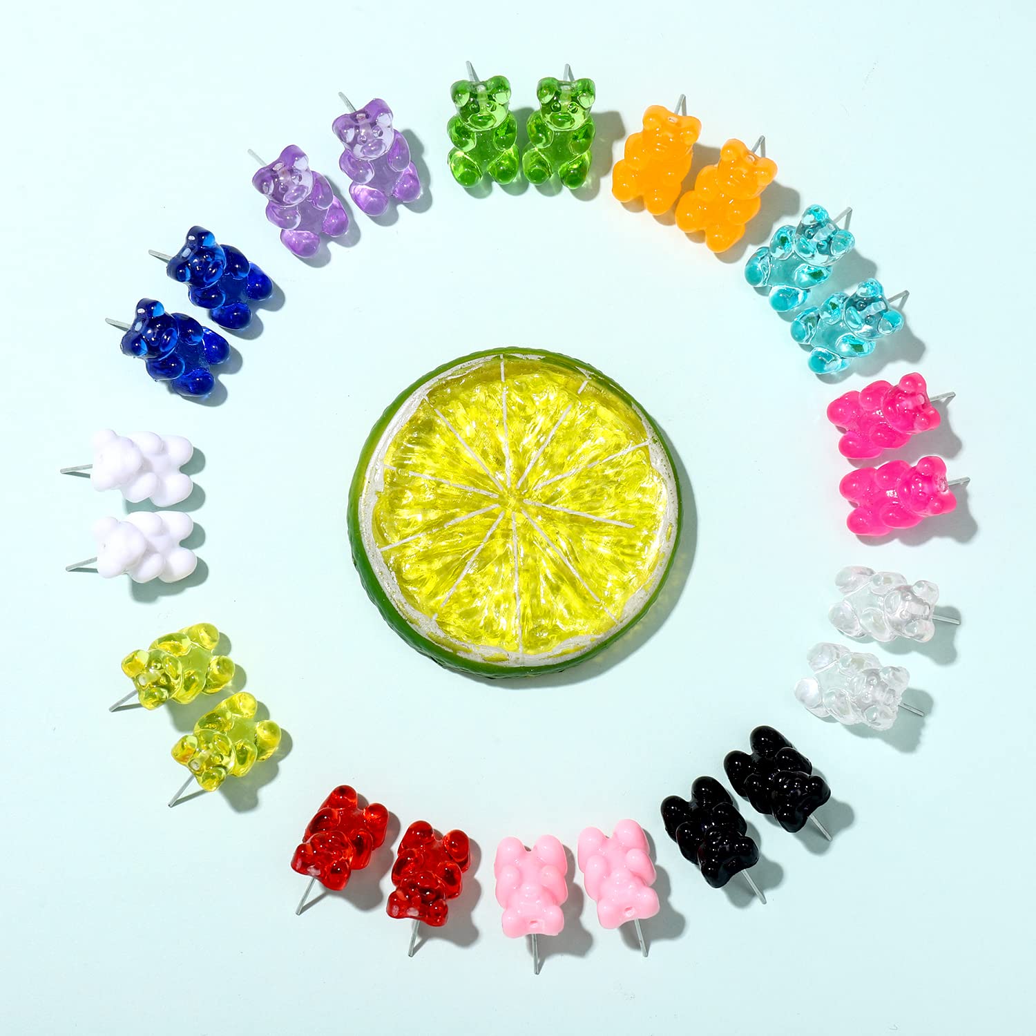 12 Pairs Cute Colorful Bear Stud Earrings - Sweet Gummy Bear Resin Jewelry for Women & Girls - Funny Transparent Candy-Colored Dangle Earrings - Perfect Gift for Birthdays, Parties & Everyday Wear
