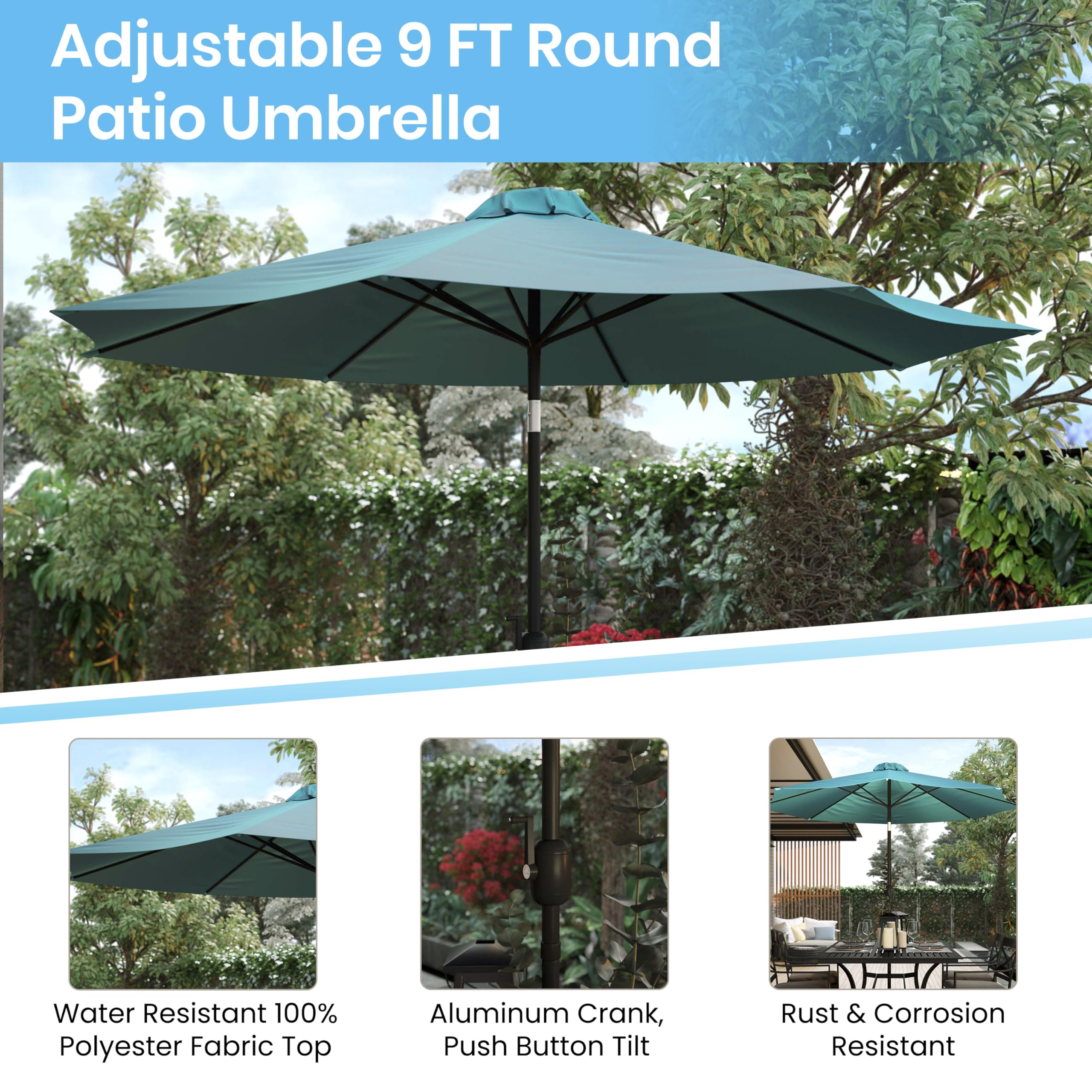Flash Furniture Lark 3-Piece Outdoor Patio Dining Set - 30