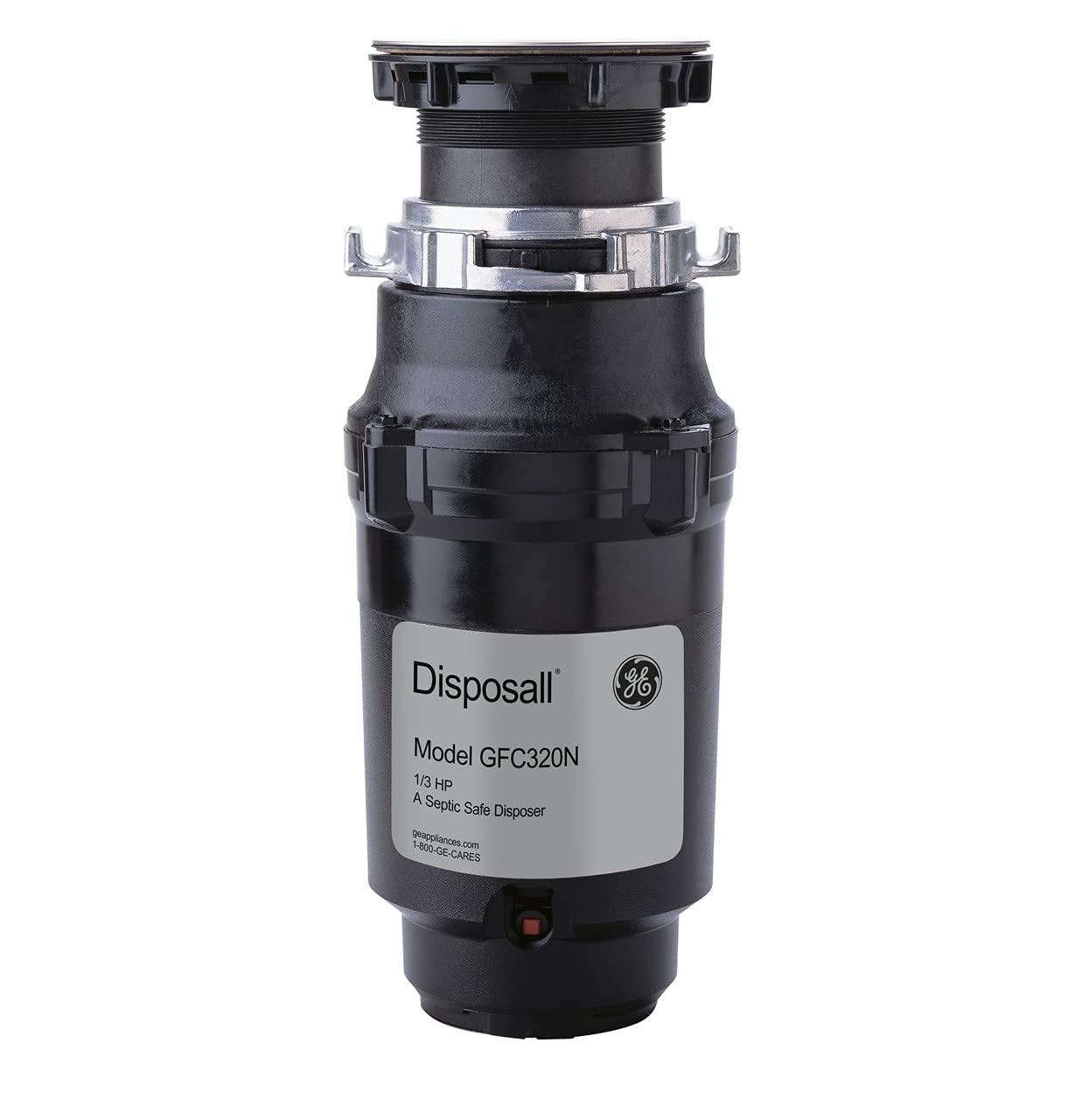 GE Continuous Feed Garbage Disposal 1/3 HP - Quiet & Powerful Food Waste Disposer for Fruit Peels, Pasta & Cereal - Easy Installation Kit Included - Ideal for 1-2 Person Homes - Perfect for Small Kitchens & Apartments