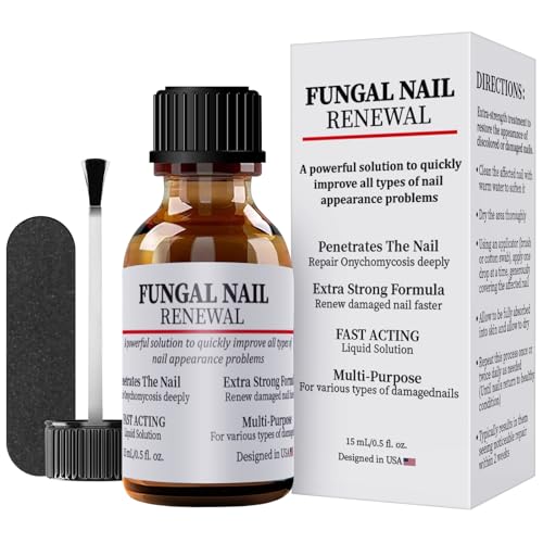 Extra Strength Toenail Fungus Treatment for Toenail & Fingernail - Fast Acting Antifungal Nail Repair Liquid for Damaged, Discolored Nails with Nail File | Effective Solution for Athlete's Foot & Nail Fungus at Home