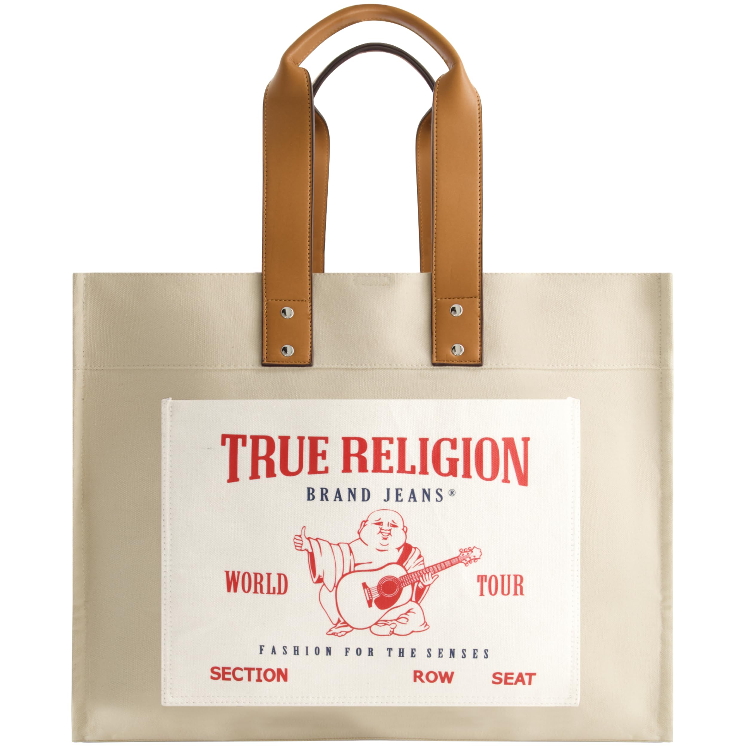 True Religion Large Canvas Tote Bag - Durable Travel Carryall Shoulder Handbag for Women | Perfect for Beach, Work & Weekend Getaways