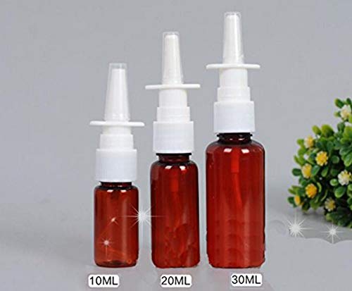 QUUPY 12-Pack 1oz Amber Plastic Refillable Spray Bottles - Essential Oil Dispenser, Nasal Sprayer & Travel Container for Makeup, Perfume, Medical Use | Perfect for DIY, Home & On-the-Go