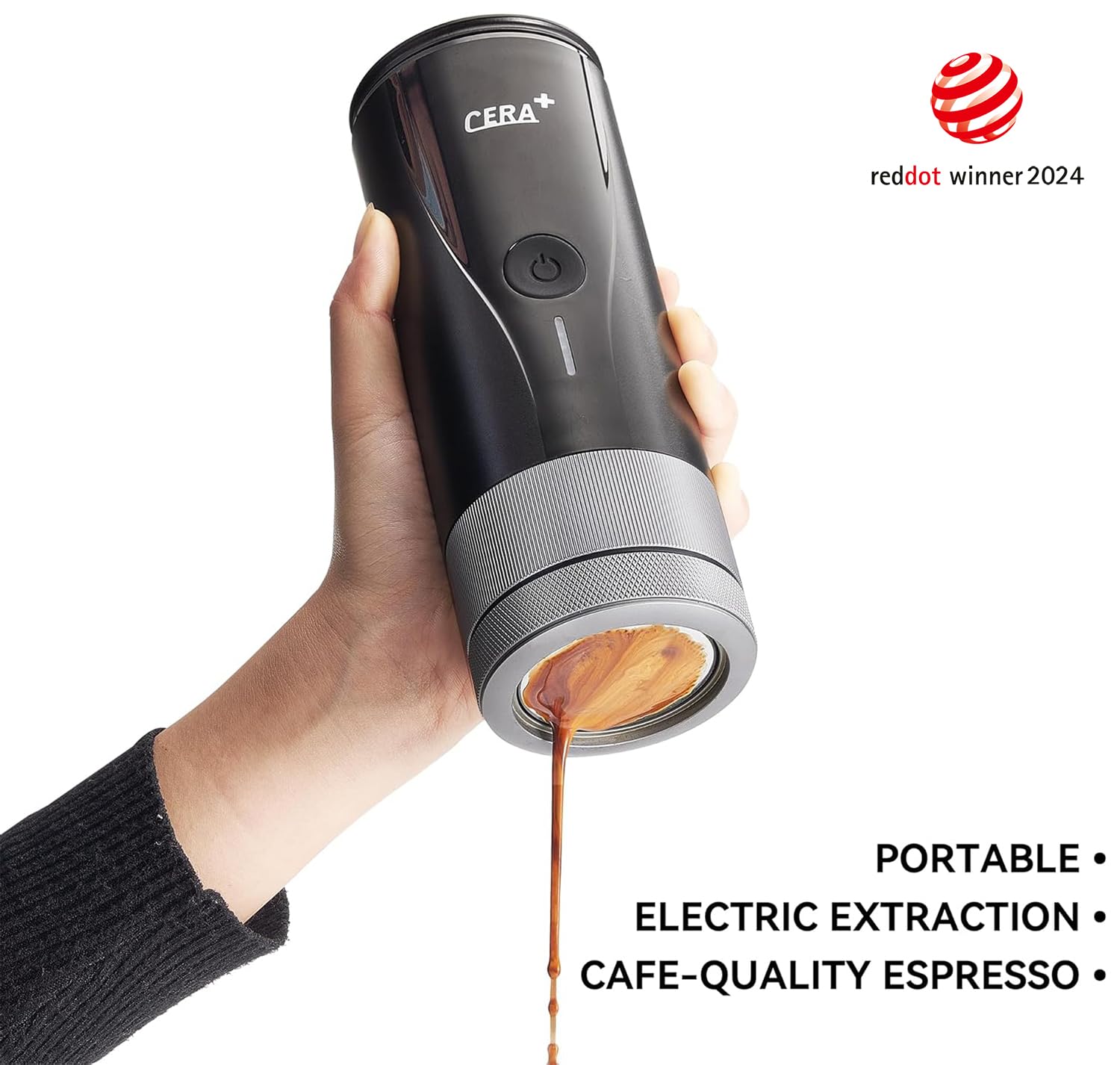 CERA+ PRO Portable Espresso Machine - Self Heating Specialty Coffee Maker for Travel, Compatible with Ultra-Fine Grind | Professional Electric Coffee Machine for Home, Office & Outdoor Adventures