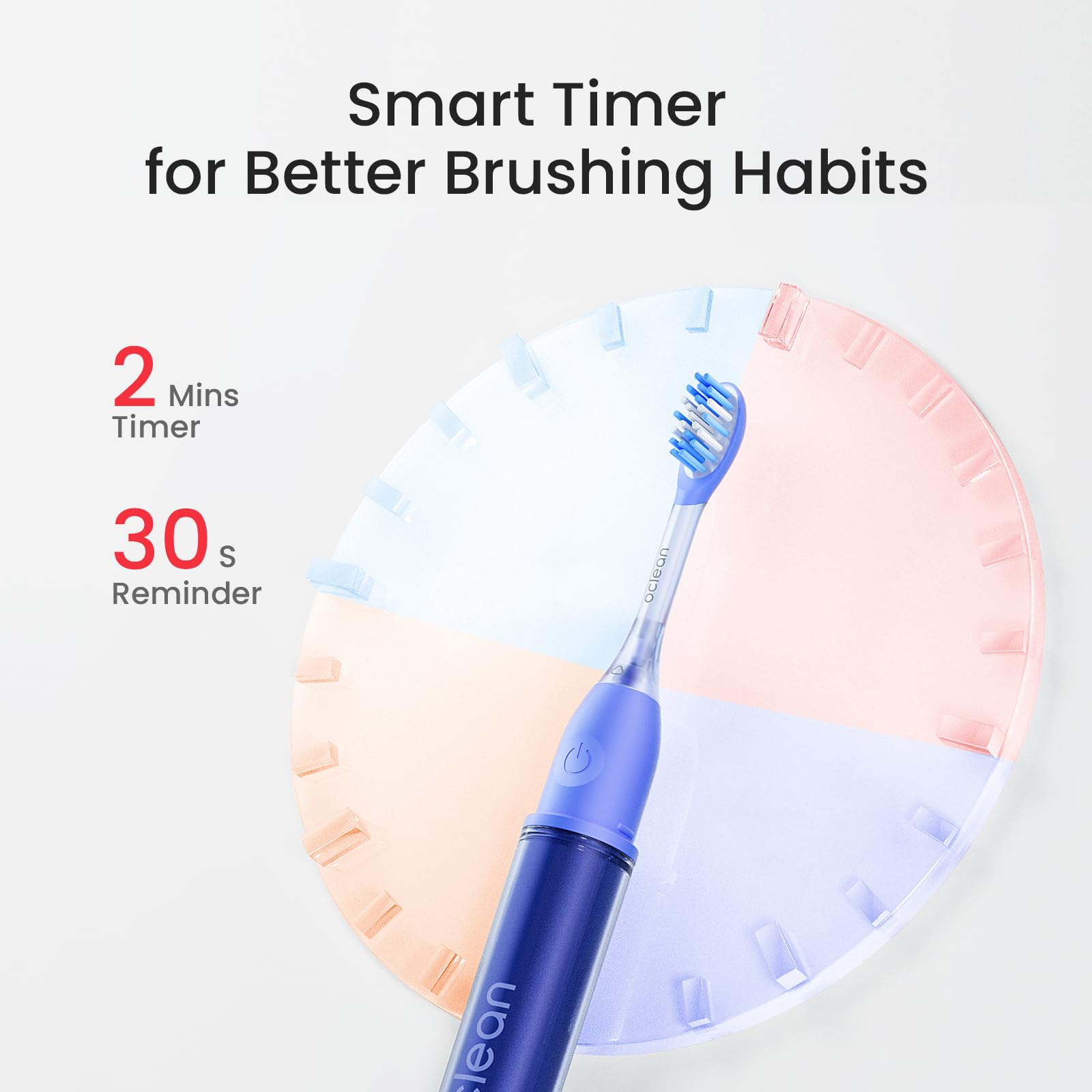 Oclean Ease Sonic Electric Toothbrush - USB Rechargeable, 3 Brush Heads & Timer for Home & Travel