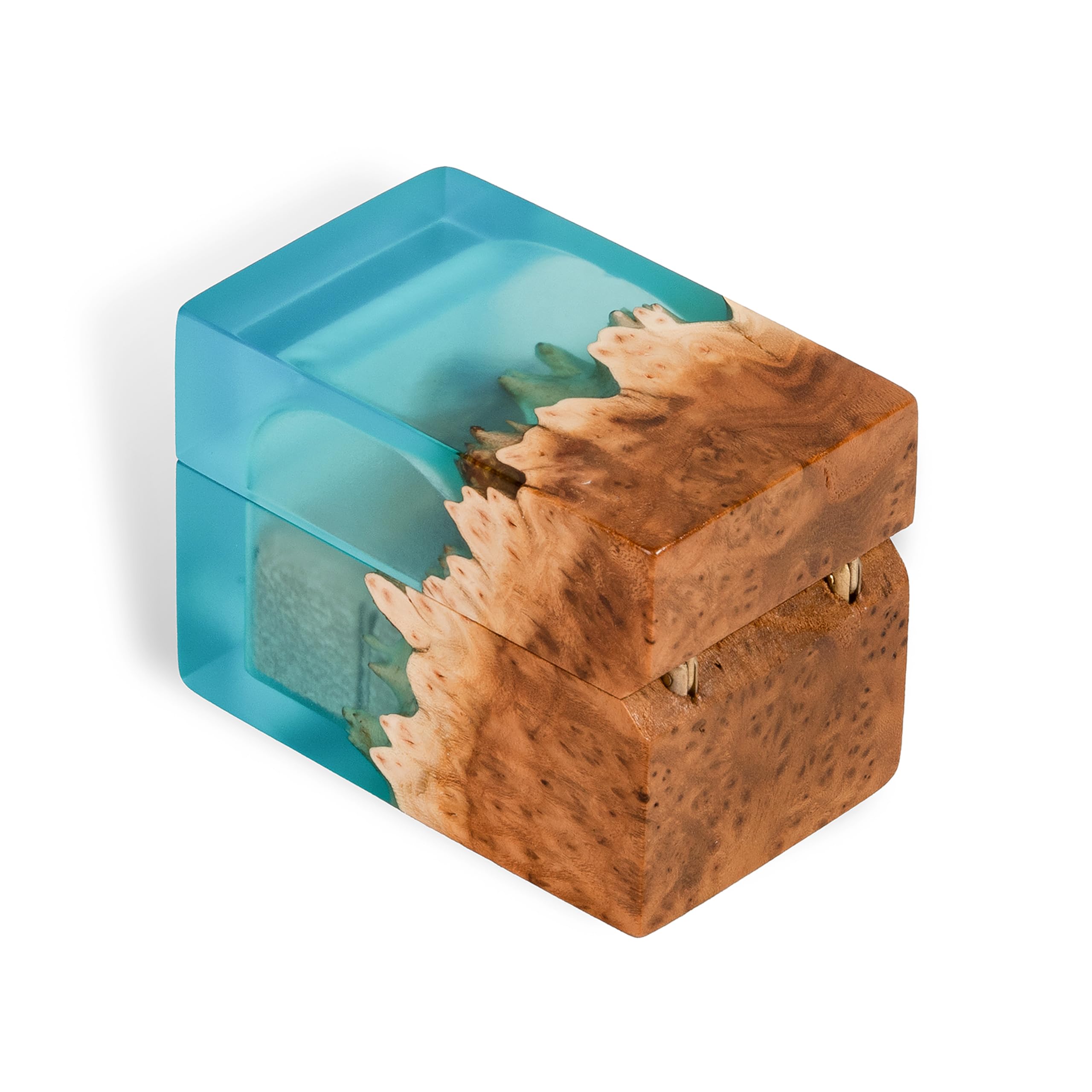 Handcrafted Wooden Engagement Ring Box - Unique Proposal Ring Holder for Wedding & Special Occasions - Elegant Aqua Blue Ring Display Gift for Women & Men - Perfect for Proposals, Anniversaries, and Romantic Surprises
