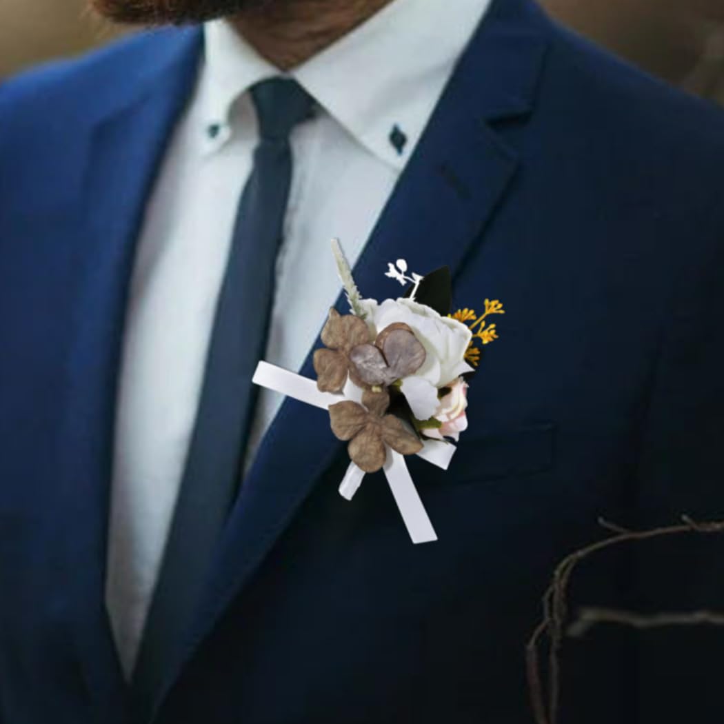 Latious Rose Boutonniere - Red Groom Flower for Groomsmen, Prom Suit Decoration & Wedding Accessories for Men - Perfect for Weddings, Proms & Formal Events