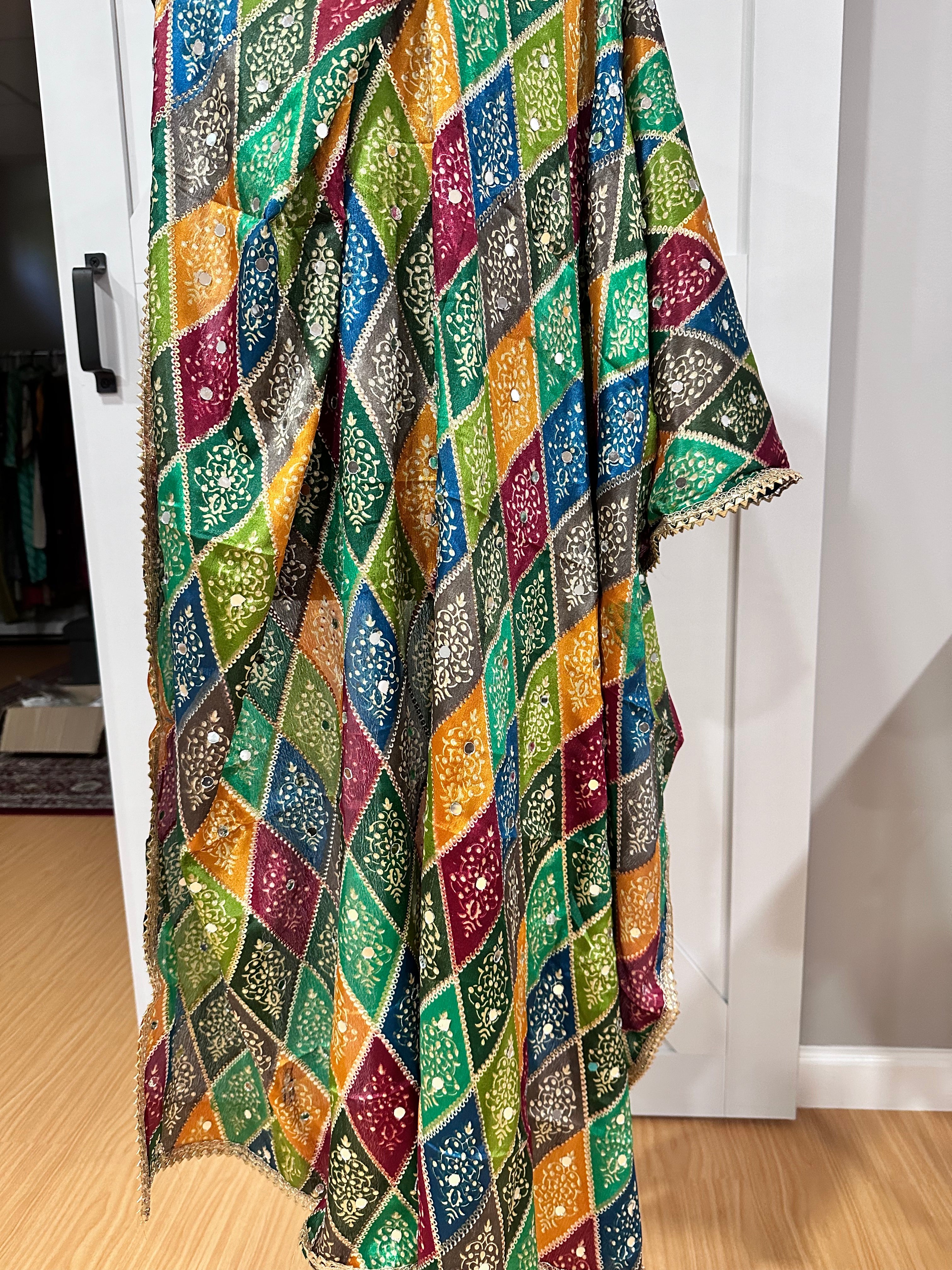 Authentic Phulkari Style Dupatta - Handmade Punjabi Embroidered Scarf for Women | Perfect for Weddings, Parties & Cultural Events