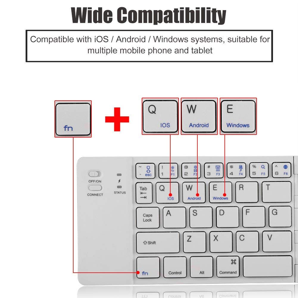 Foldable Bluetooth Keyboard with Magnetic Stand & Protective Case - Wireless Portable Keyboard for iOS, Android, Windows Tablets, Smartphones, Laptops - Perfect for Travel, Office & Home Use