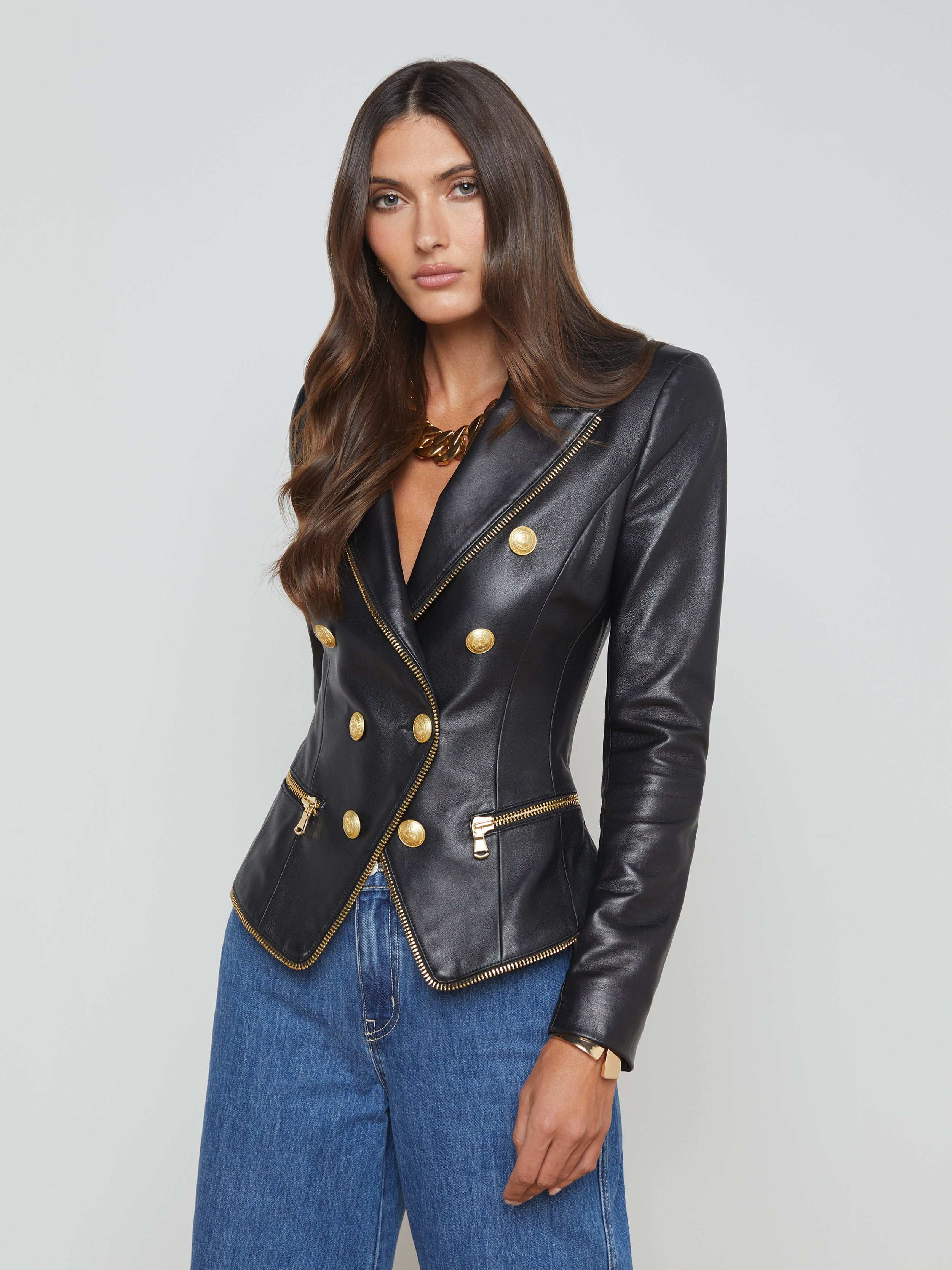 Ottilie Women's Genuine Leather Blazer Jacket - Stylish & Elegant for Office, Business, and Formal Occasions
