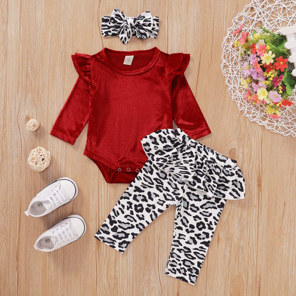 3PCS Baby Girl Clothes Set - Newborn Toddler Romper Bodysuit Jumpsuit with Floral Pants Outfit | Soft Cotton Infant Outfits for Playtime, Photo Shoots & Special Occasions