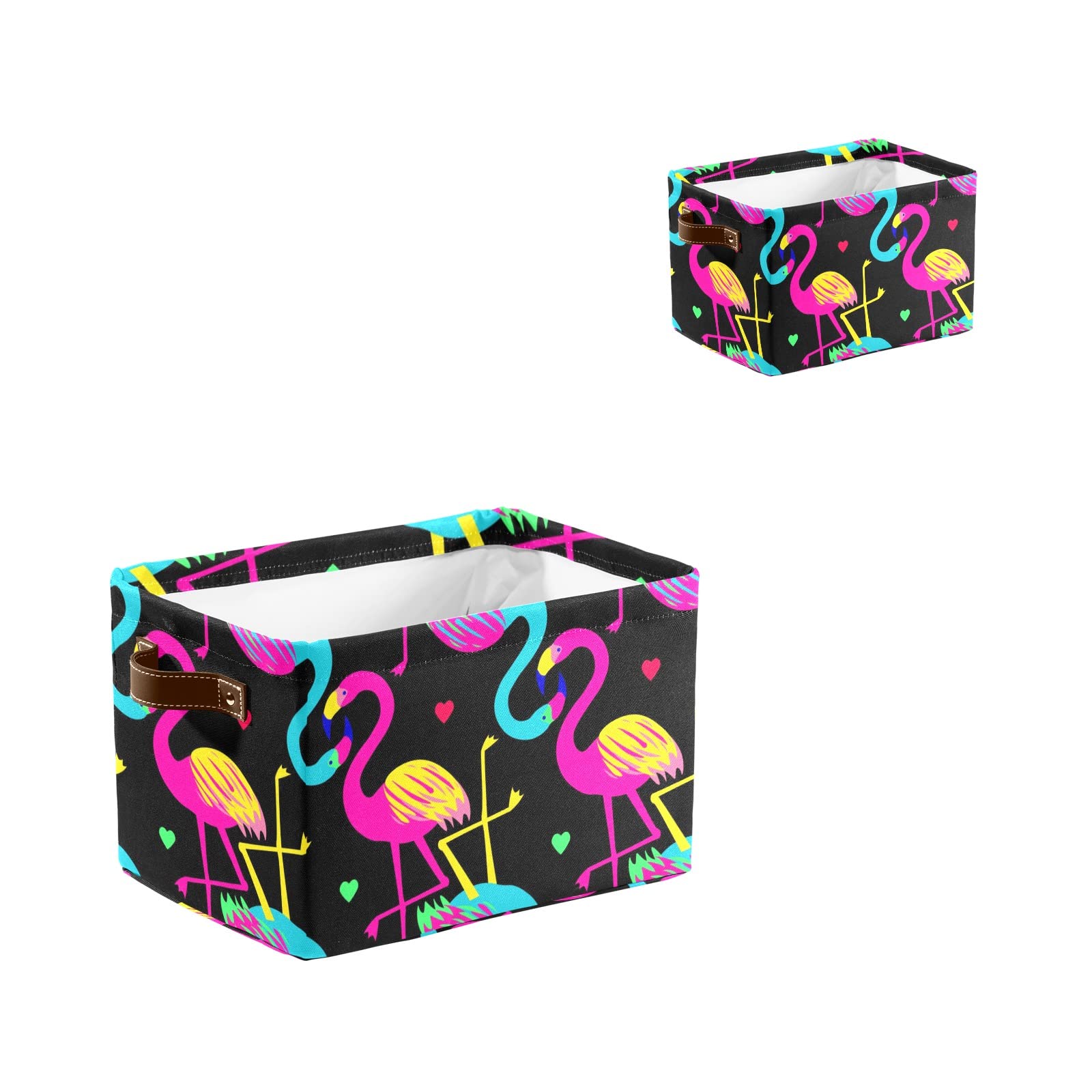 Collapsible Storage Bin with Handle - Tropical Hawaiian Flamingo Design, Foldable Organizer Basket for Clothes, Toys, Pet Supplies & Nursery Items | Perfect for Closet, Bedroom, Kids Room & Home Organization