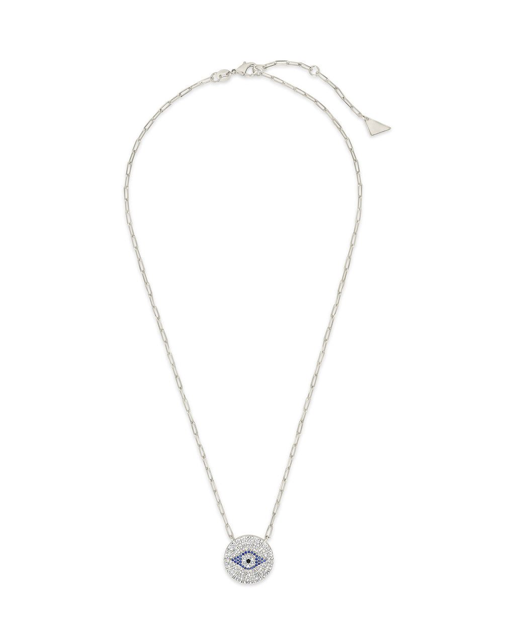 CZ Evil Eye Disk Pendant Necklace - Protection Jewelry for Women, 925 Sterling Silver Evil Eye Necklace, Gift for Her | Perfect for Everyday Wear, Spiritual Protection & Fashion Accessory