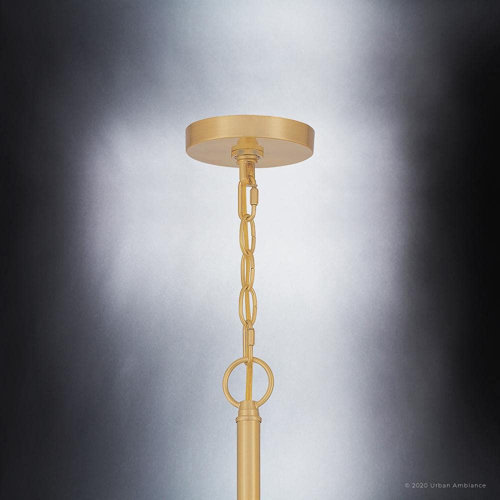 Modern Farmhouse Chandelier - 21.25 Inch Transitional Style Ceiling Light with Olde Brass Finish | Perfect for Dining Room, Kitchen Island or Entryway Lighting | The Bideford Collection UQL3799