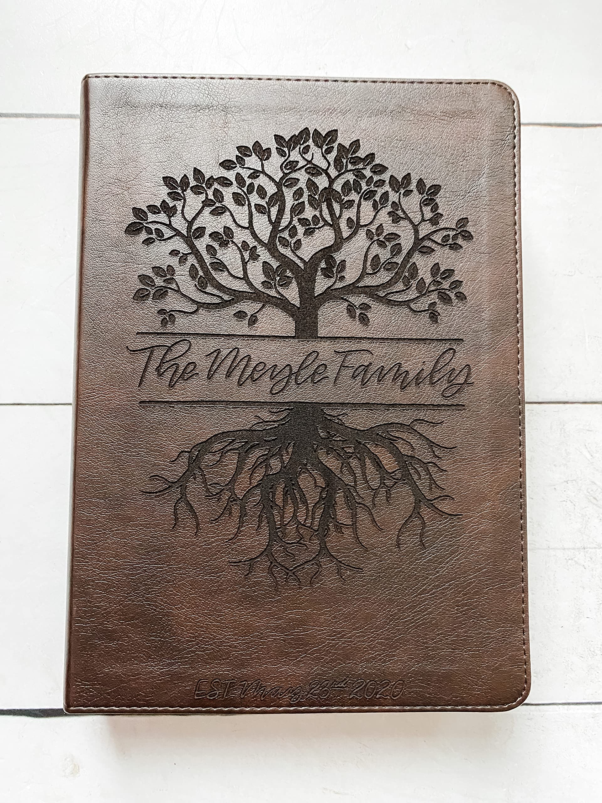 Personalized Family Name ESV Journaling Bible with Custom Tree Design - Engraved Wedding Gift for Couples, Bridal Shower, Anniversary & Christian Faith Keepsake