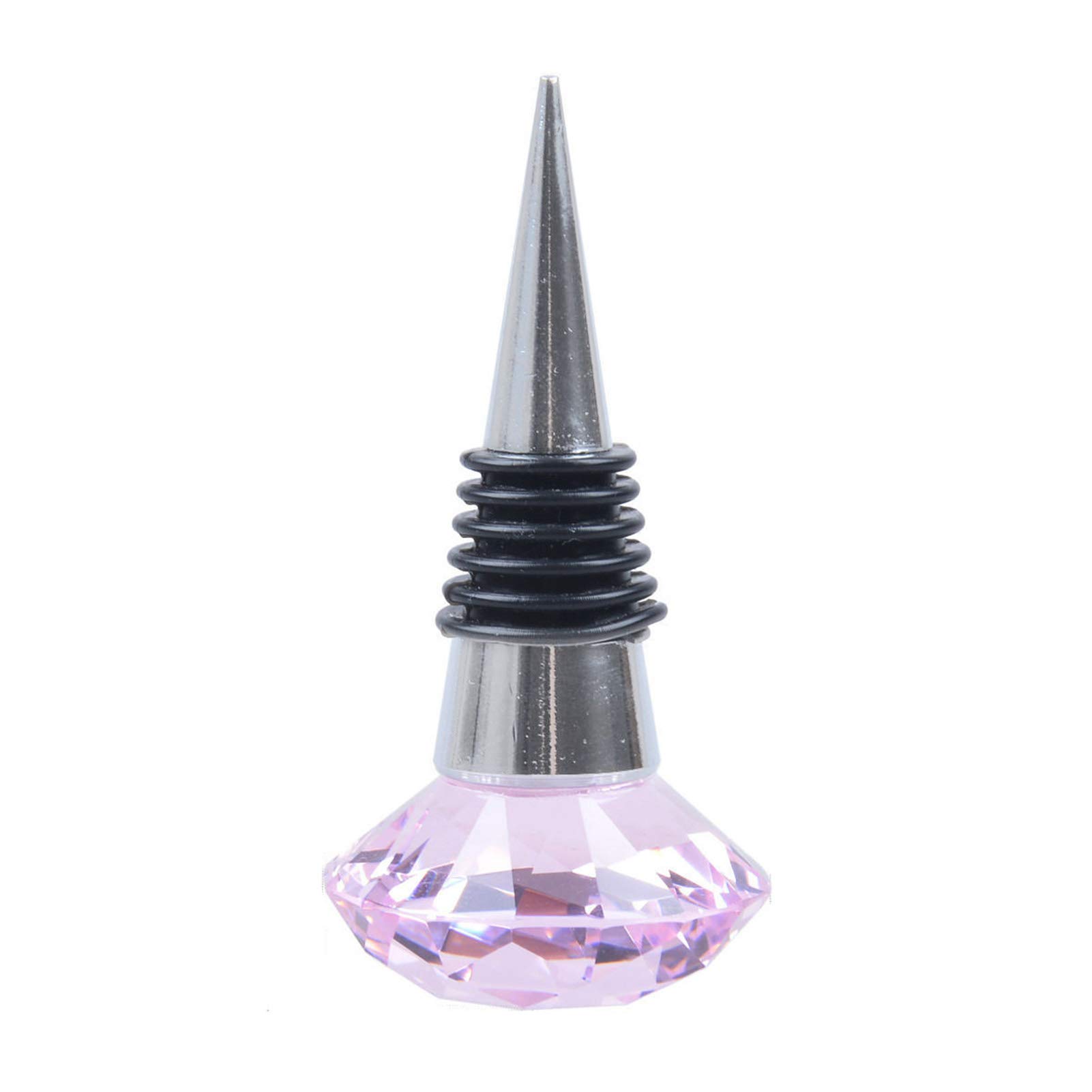 1 Pc Crystal Diamond Top Metal Leakproof Wine Stopper - Reusable Bottle Cork Plug for Wine, Champagne & Beverage Bottles - Elegant Pink Wine Accessory for Parties, Gifts & Home Bar Decor
