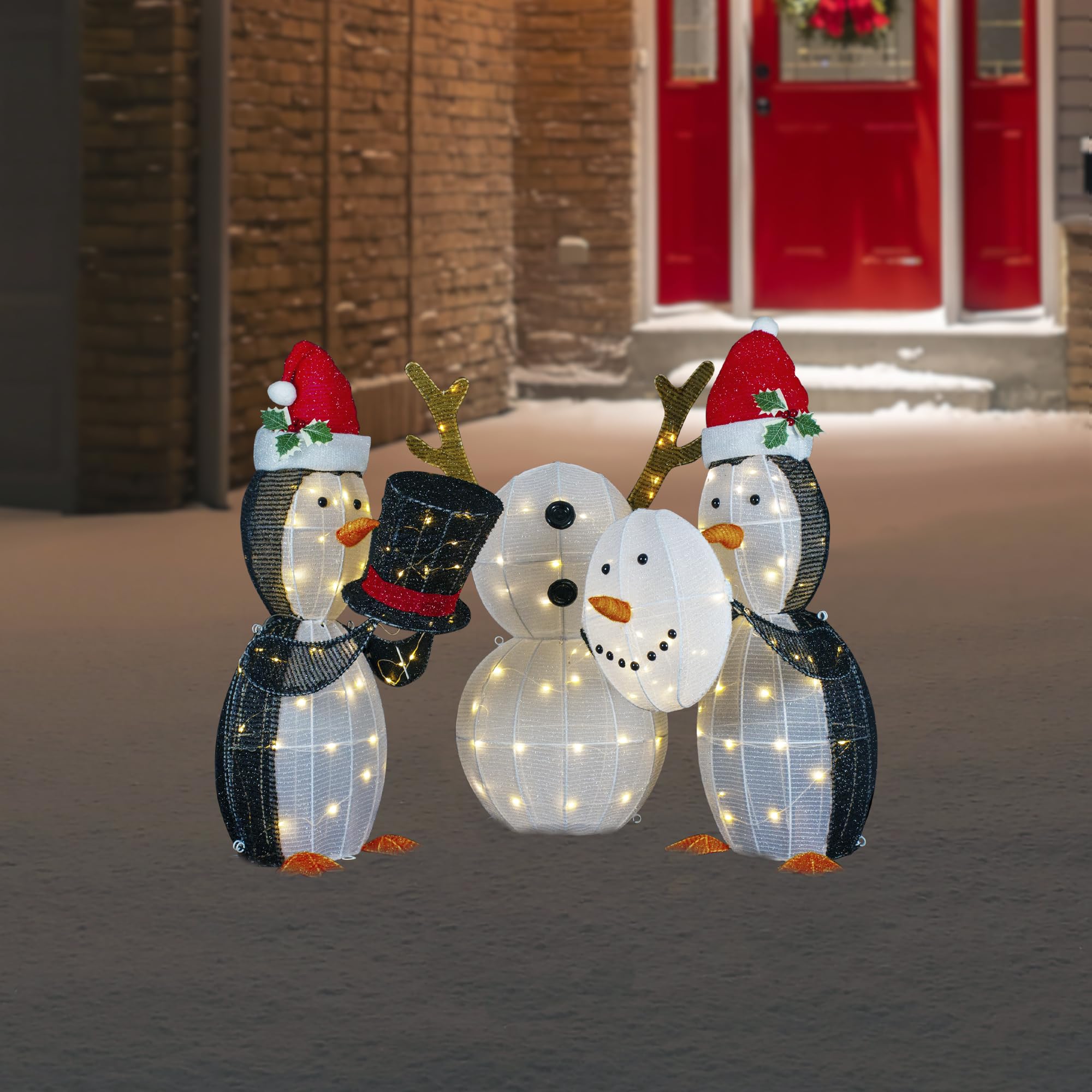 3-Pack LED Lighted Penguin Snowman Outdoor Christmas Decorations - 35
