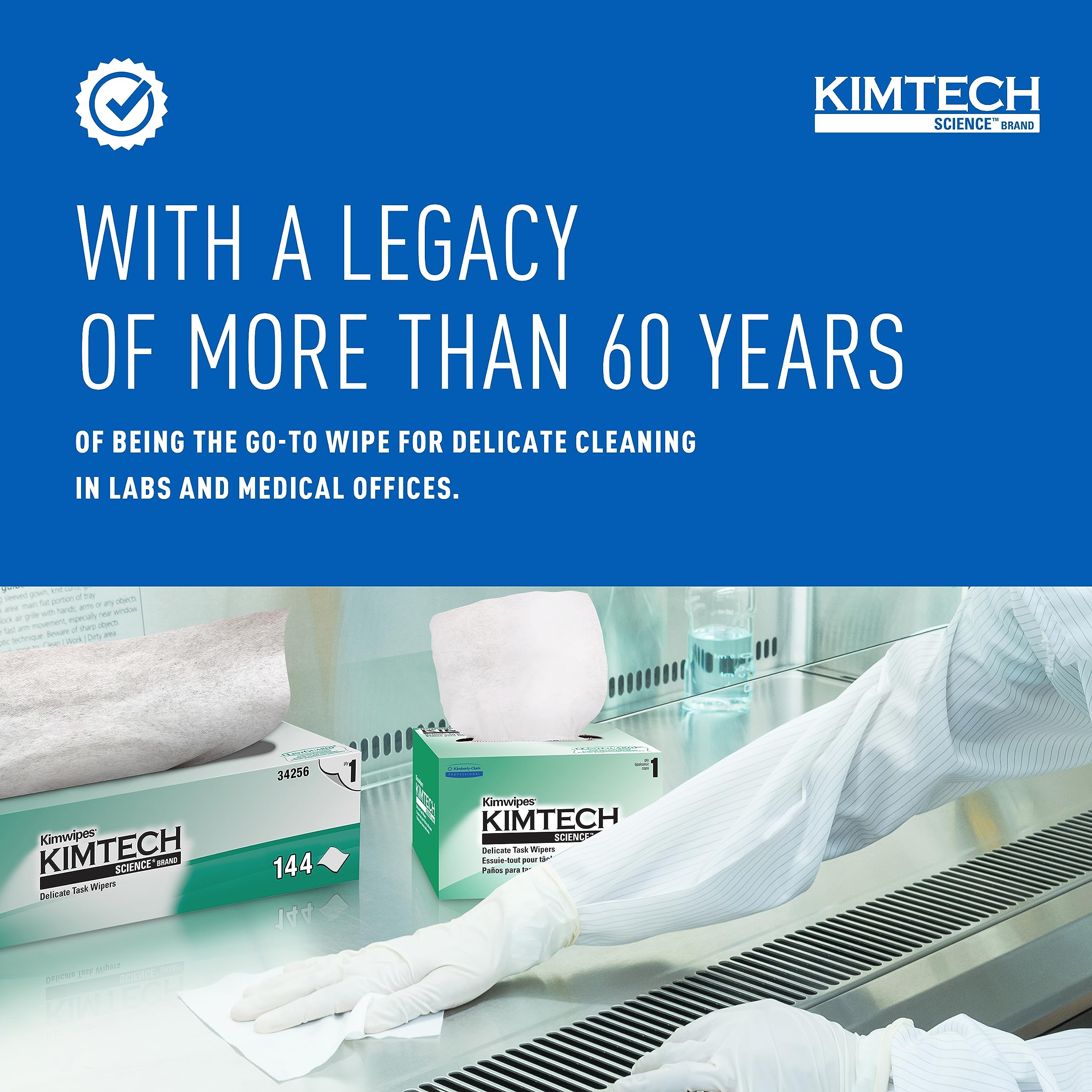 Kimtech Science™ Kimwipes® Delicate Task Wipes (34120) - White, 286 Sheets/Box, 30 Boxes/Case (8,580 Sheets) - Lab Cleaning, Electronics, Optical Lens & Precision Surface Wiping