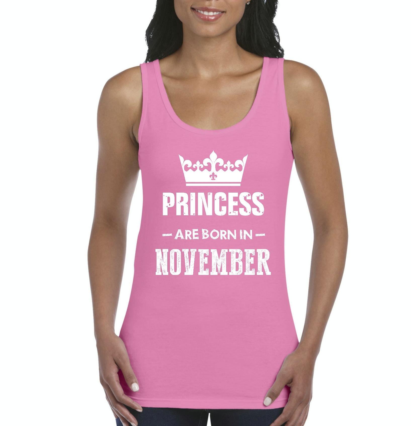 November Birthday Tank Top for Women - Princess Born in November Cute Sleeveless Shirt for Birthday Parties & Celebrations