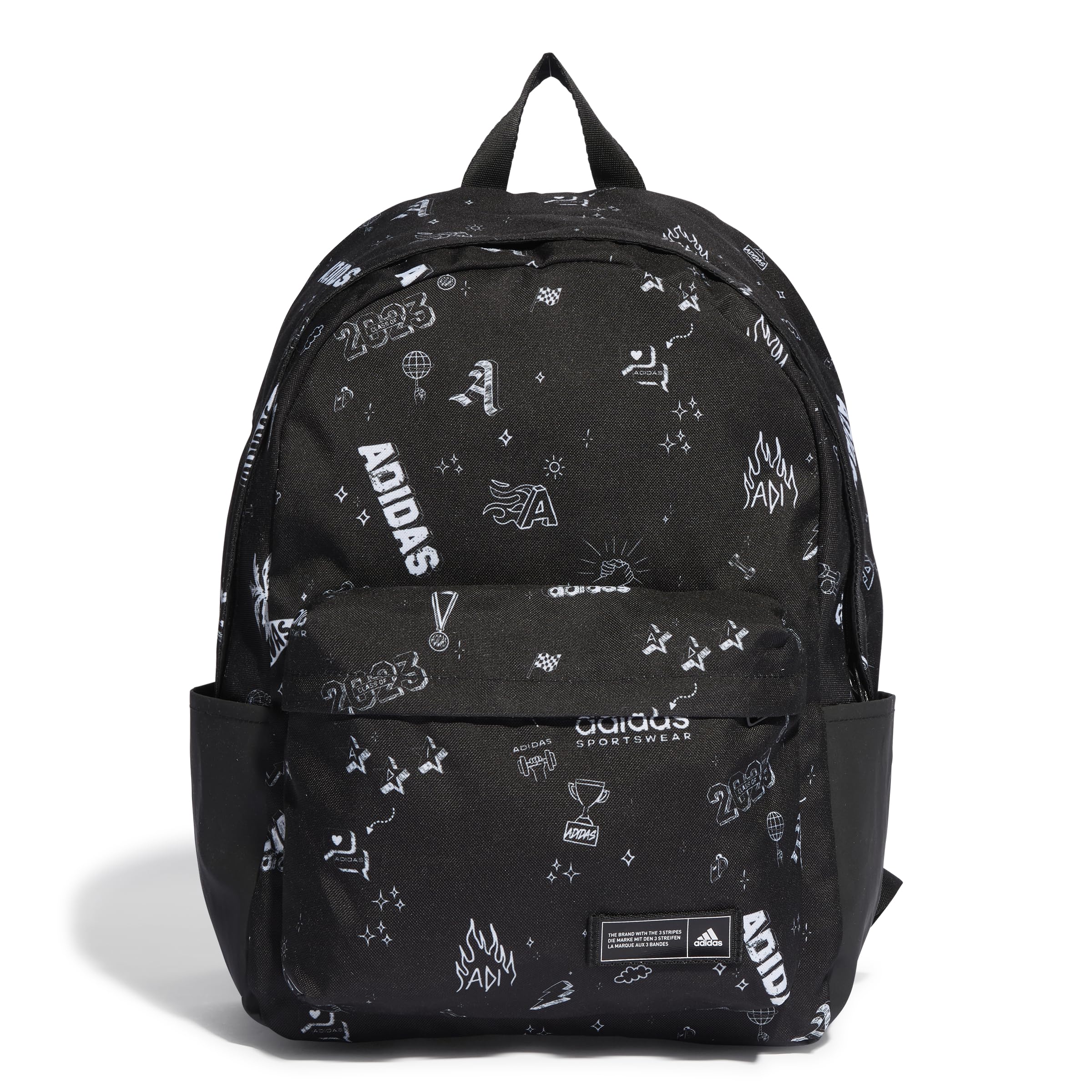 adidas Unisex Classic Backpack for Adults - Black/White One Size | Durable School, Travel & Gym Backpack | Perfect for College, Work & Outdoor Activities