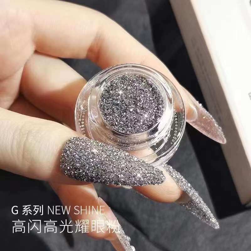 BID Crystal Diamond Nail Powder - 2PCS Silver Holographic Glitter Dust for Chrome Nails | Shiny Triangle Glitter for Acrylic, Gel & Dip Powder Manicures | Perfect for Parties, Weddings & Special Occasions