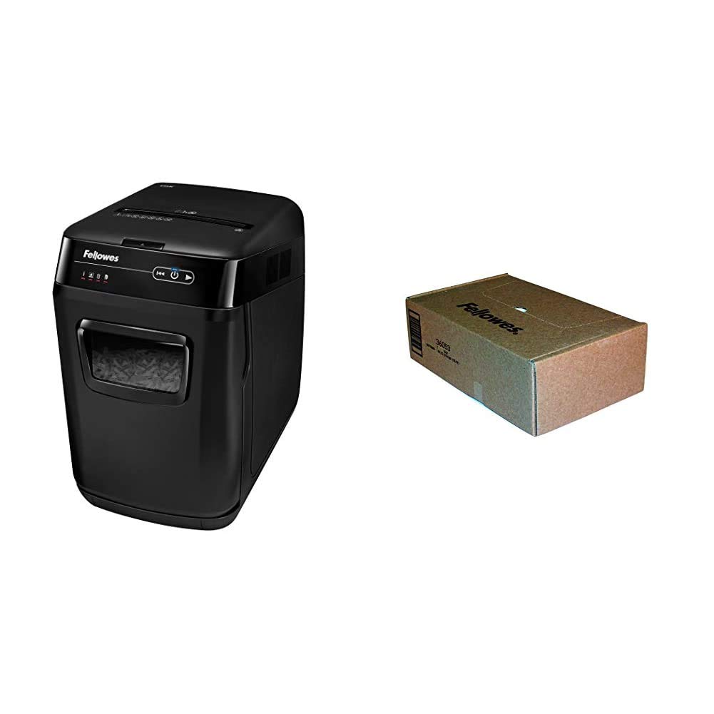 Fellowes 150-Sheet AutoMax 150C Cross-Cut Paper Shredder - High Capacity 9-Gallon Waste Bags (100 Pack) - Ideal for Office Document Security & Home Paper Shredding Needs