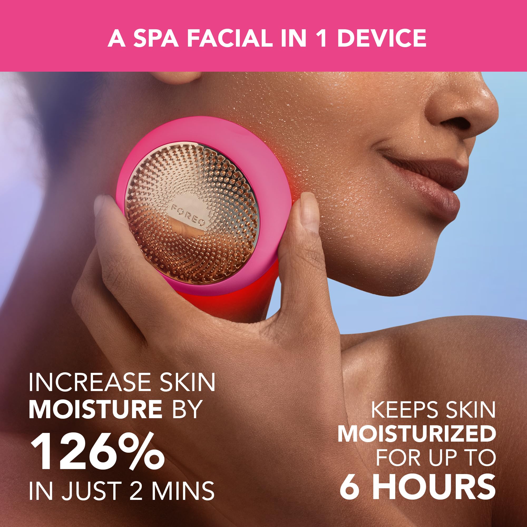 FOREO UFO 3 Deep Face Moisturizer - 5-in-1 Facial Spa Device with Red Light Therapy, Warming & Cooling Modes, Anti-Aging Massage - Hydrating Face Mask Skin Care Machine - Fuchsia Pink | Perfect for At-Home Spa Days, Travel Skincare & Nighttime Beauty Routine